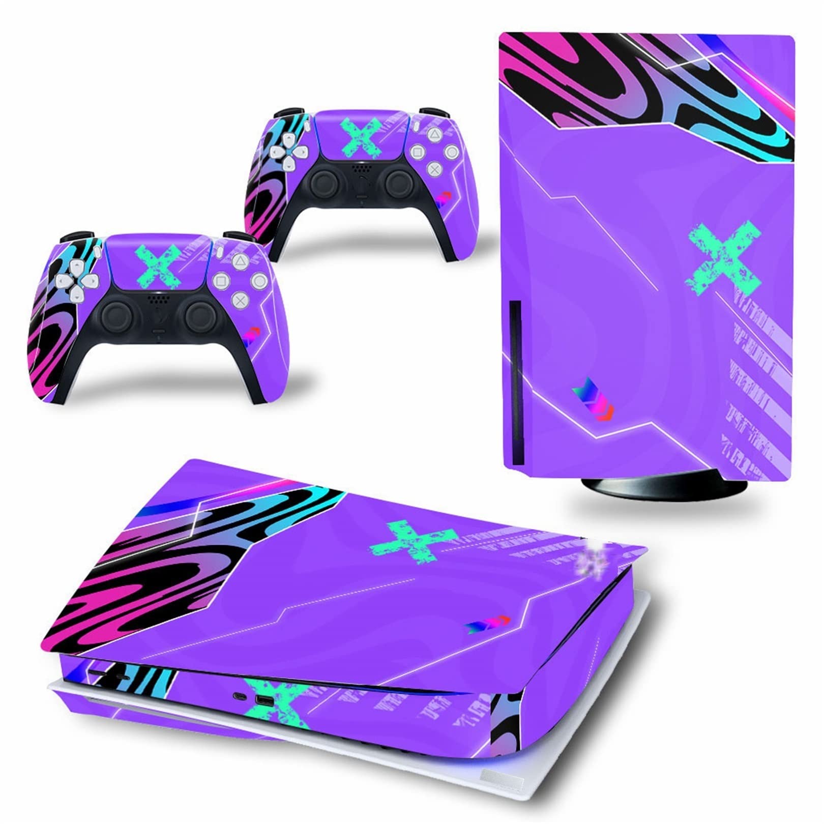 PS5 Disc & Digital Edition Console & Controller Vinyl Skin Wrap - Scratch Resistant Protective Cover for PlayStation 5 (Digital Edition Size) - Perfect for Gaming Setup Protection and Customization