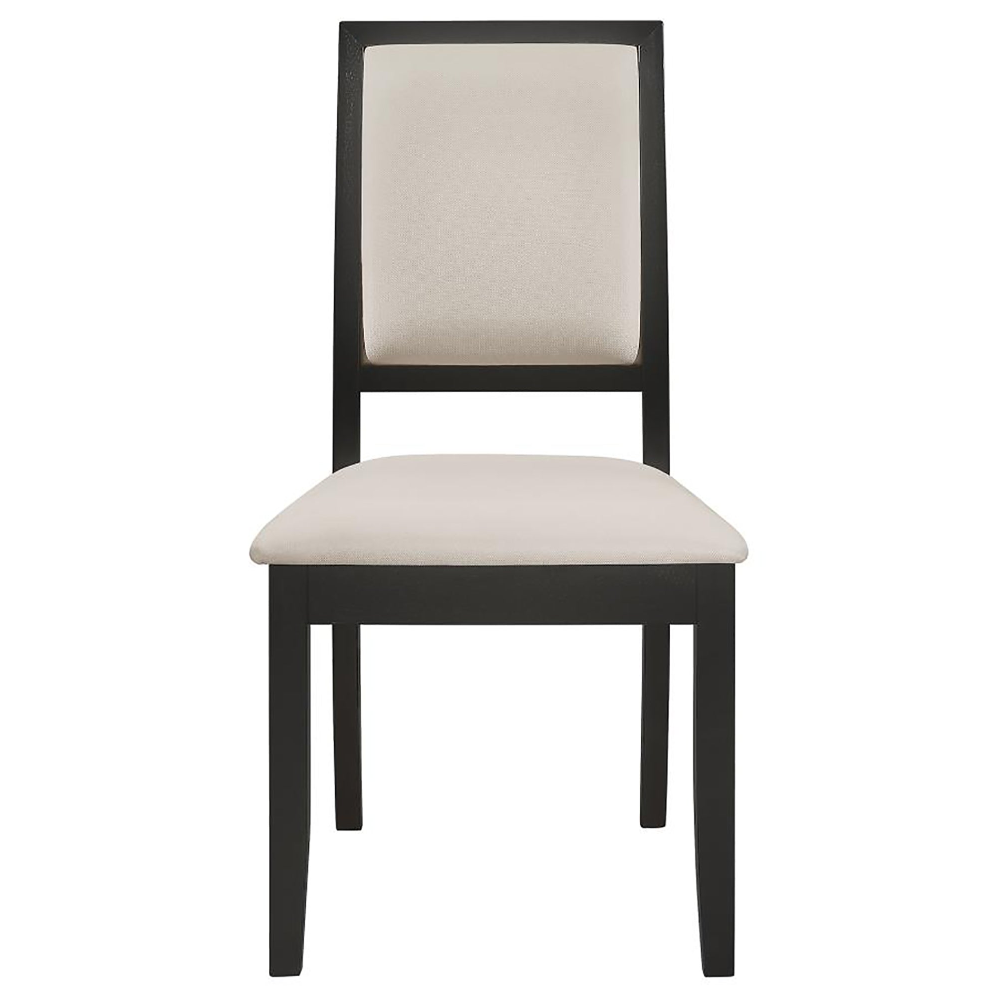 Cream and Black Upholstered Side Chairs (Set of 2) - Modern Dining Room Chairs for Kitchen, Living Room, and Office - Comfortable Accent Chairs for Home Decor