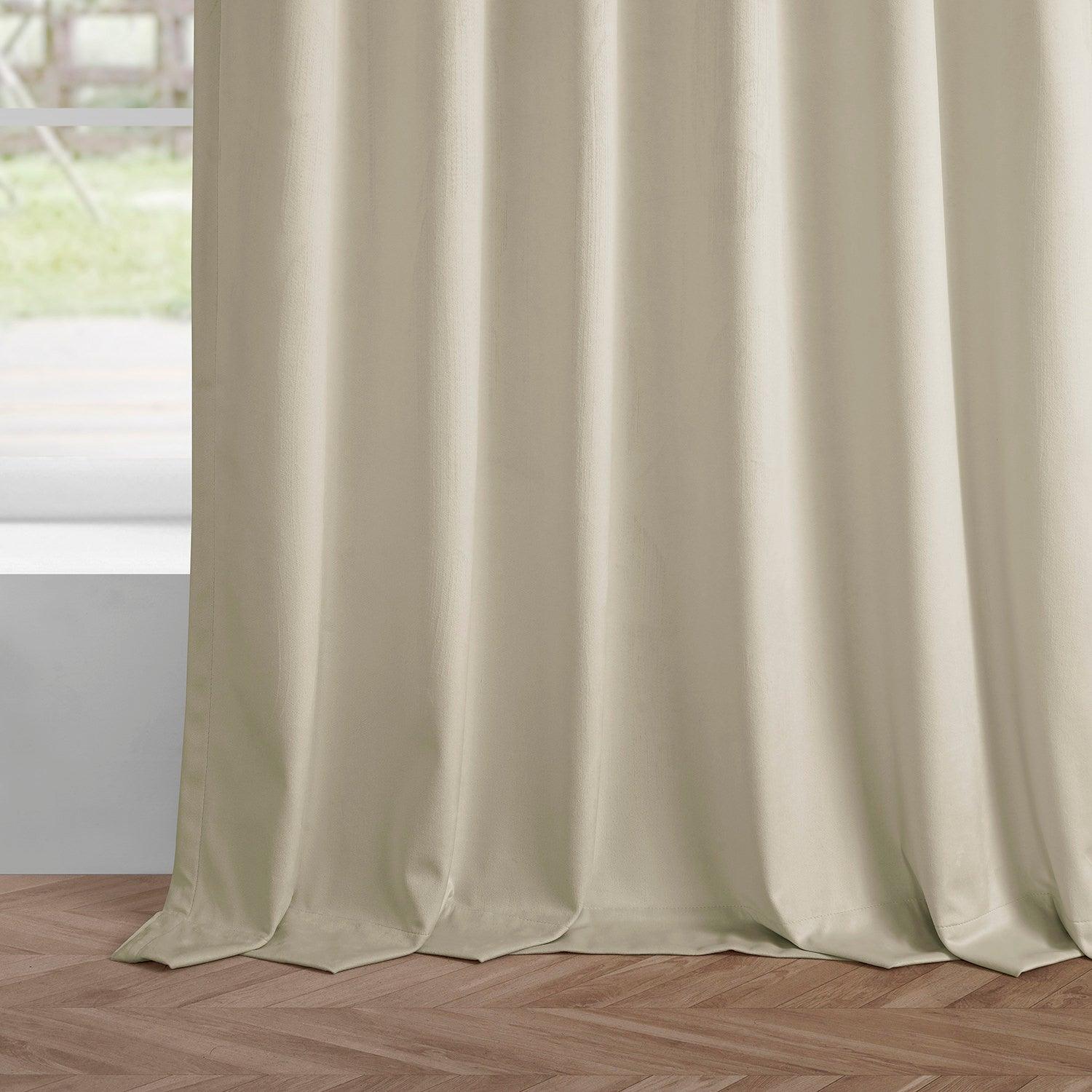 Light Ivory Simply Velvet Blackout Curtains - 2 Panels Set for Bedroom, Living Room & Nursery - Thermal Insulated Noise Reducing Window Drapes for Better Sleep & Privacy