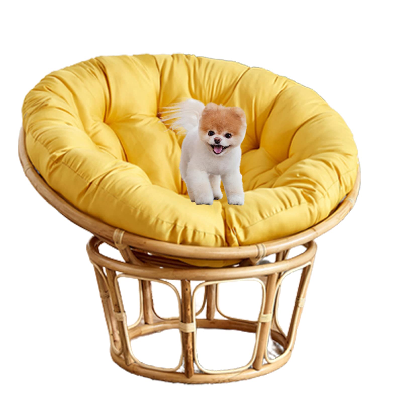 SRHMYJJ Thickened Egg-Shaped Hanging Hammock Chair Cushion - Indoor/Outdoor Swing Pillow Seat Pad for Patio, Garden, Balcony & Backyard - Yellow 51x51 Inches (No Chair Included) - Perfect for Relaxing, Reading & Sunbathing