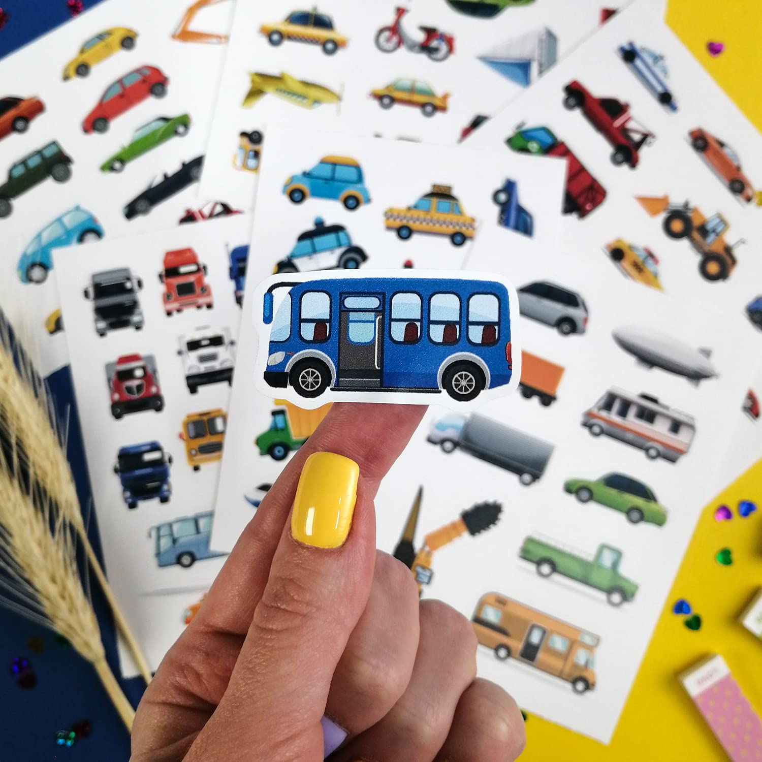 BulbaCraft Truck Stickers - Construction Vehicle Decals for Kids - Waterproof & Durable Train, Airplane, Tractor, Boat, Fire Truck and Race Car Stickers - Perfect for Laptops, Water Bottles, Helmets & Car Windows