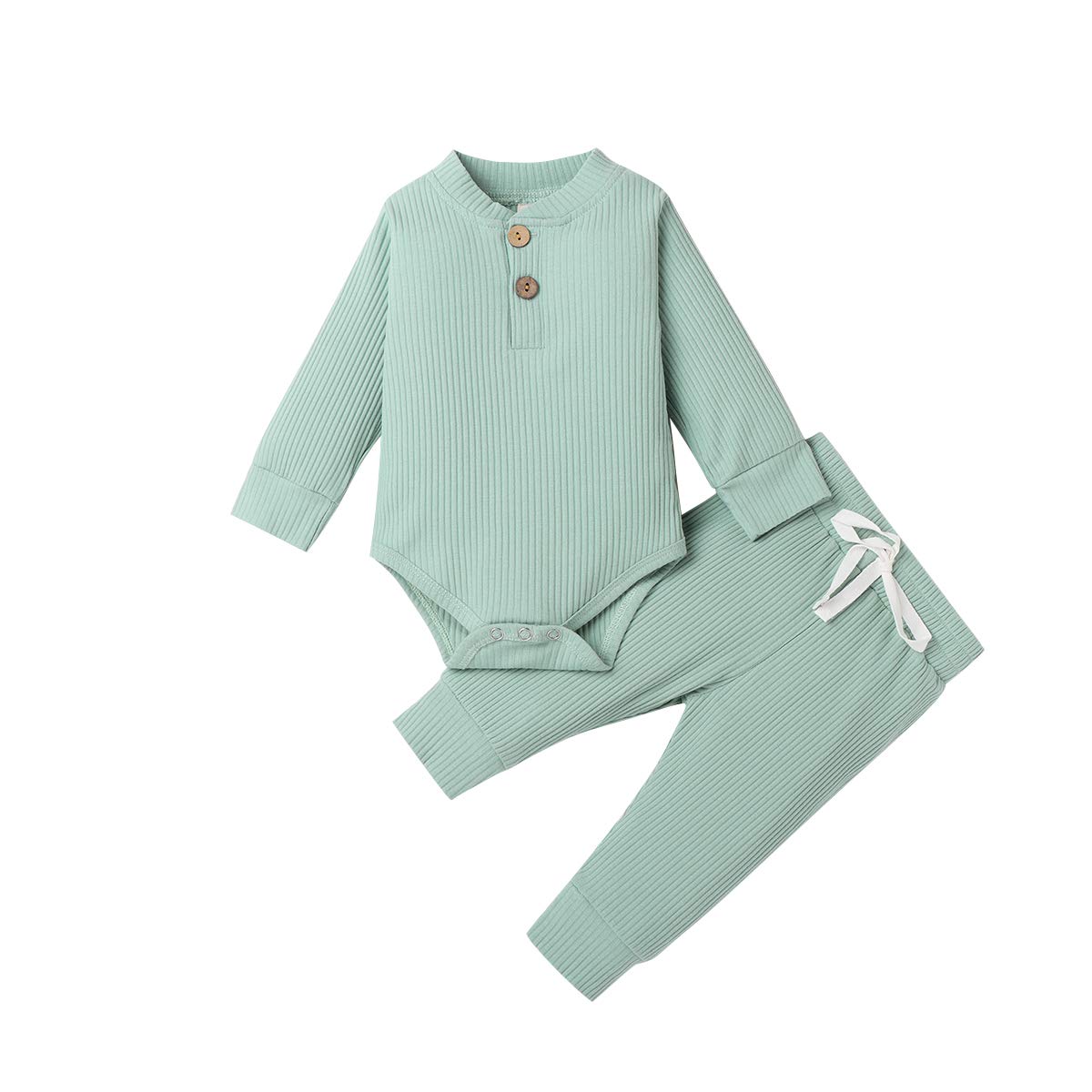**Unisex Baby Pajamas Set - 2PCS Long Sleeve Romper & Pants for Boys & Girls - Soft Cotton Sleepwear for Newborns & Toddlers - Perfect for Bedtime, Lounging & Photo Shoots**