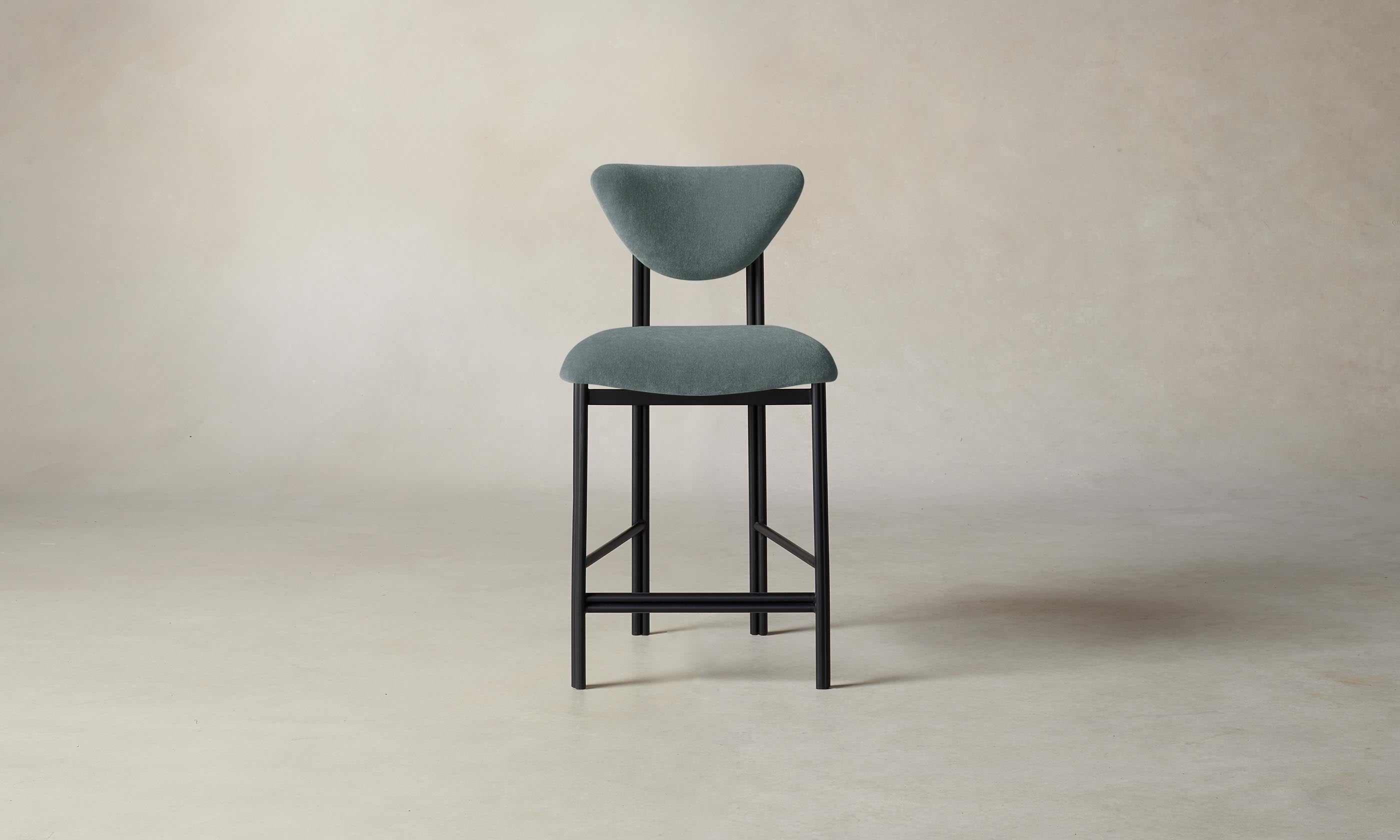 Premium Cooper Counter Stool with Performance Velvet Upholstery in Seafoam Green - Perfect for Kitchen Islands, Breakfast Bars & Modern Dining Areas