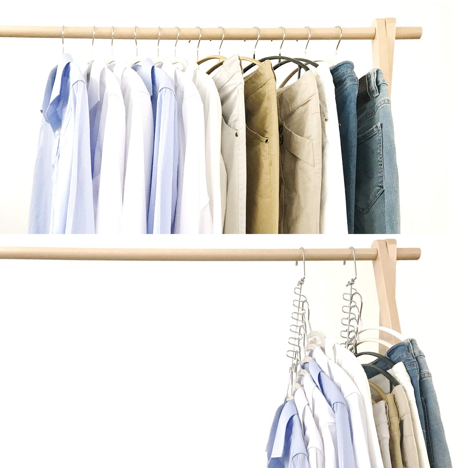 Space Saving Closet Hangers - 4 Pack Non-Slip Hangers for Tank Tops, Cami Pajamas, Strappy Dresses & Suits | Closet Organizer for Small Spaces, Wardrobe Storage Solution | Perfect for Home, Dorm, Travel & Closet Organization