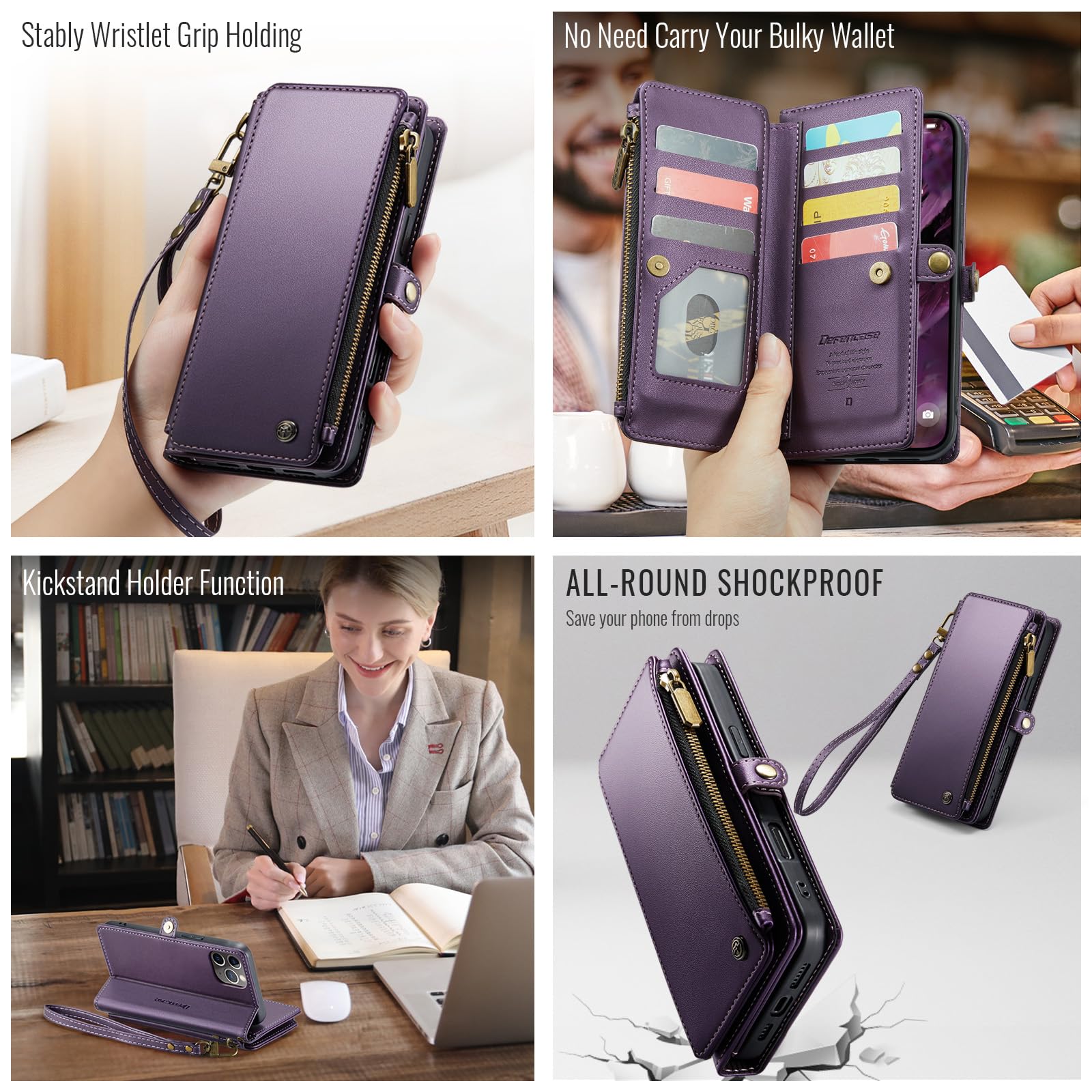 RFID Blocking PU Leather Wallet Phone Case for iPhone 11 Pro Max (6.5