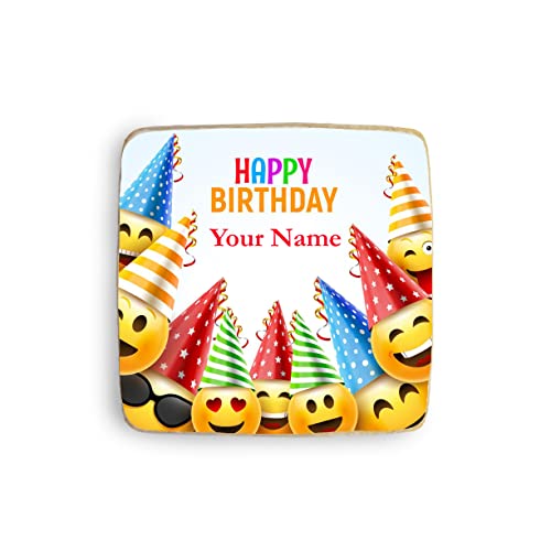Custom Square Happy Birthday Cookies - 4 Pack with Personalized Photo Decorations | Perfect for Birthdays, Anniversaries, and Special Celebrations