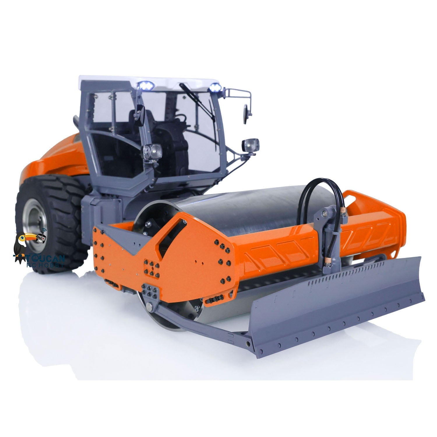 1/14 Scale LESU Aoue H13i RC Hydraulic Road Roller - Orange Electric Construction Vehicle with Metal Body, Sound & Light System (PL18EVLite) - Perfect for Construction Site Play, RC Hobbyists & Model Collectors