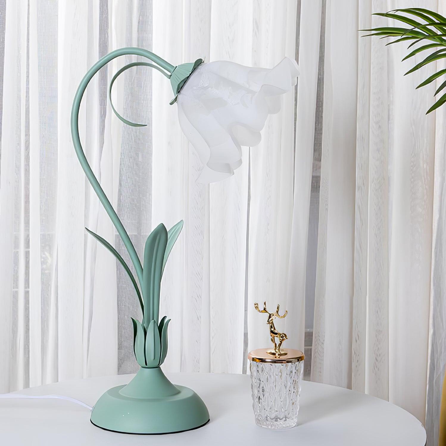 Lily of the Valley Table Lamp - Elegant Floral Nightstand Light for Bedroom, Living Room & Office Decor - Perfect for Reading, Relaxing & Creating Cozy Atmosphere