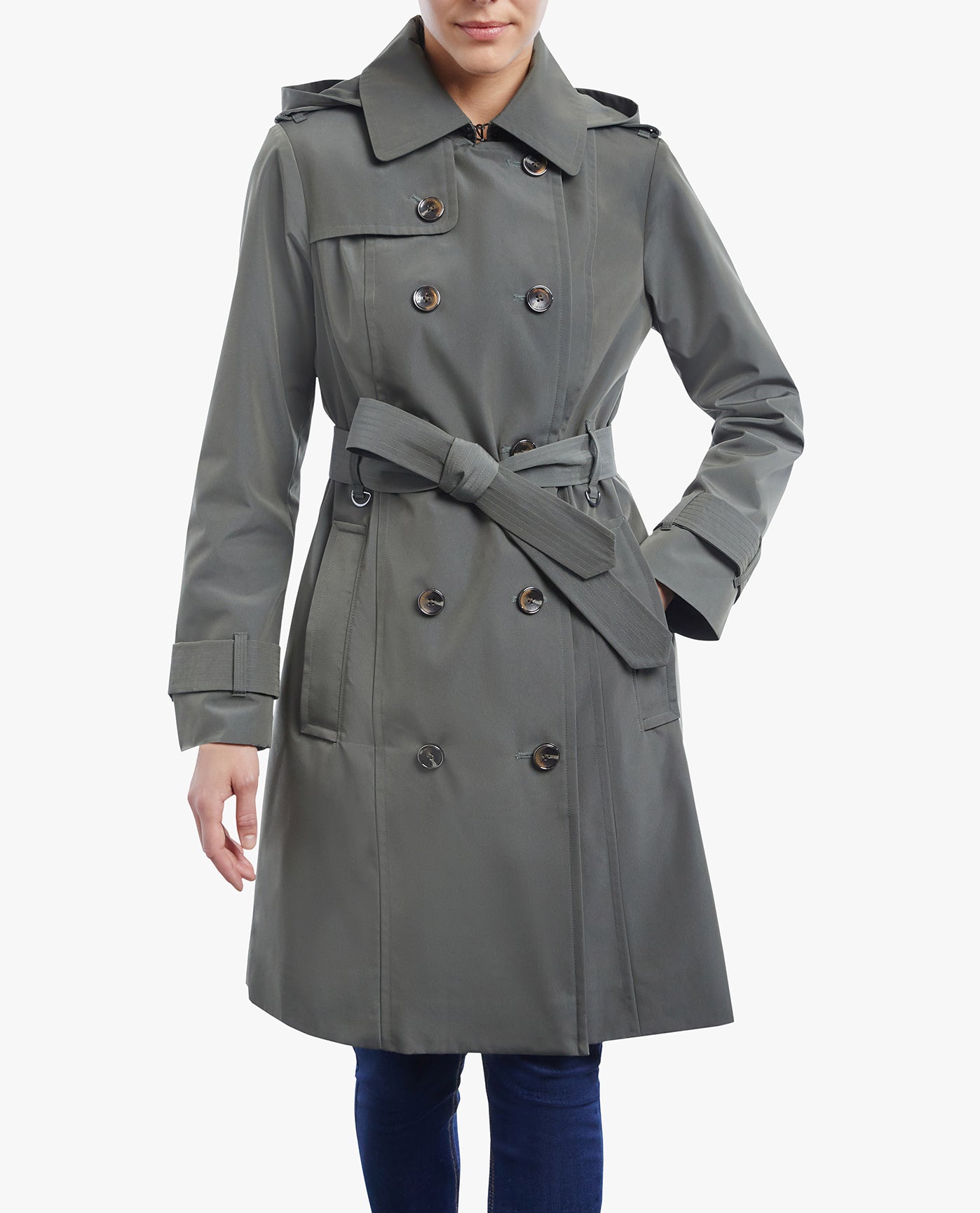 Double Breasted Button Front Trench Coat with Belt - Classic Waterproof Raincoat for Women, Perfect for Office, Travel & Fall Fashion
