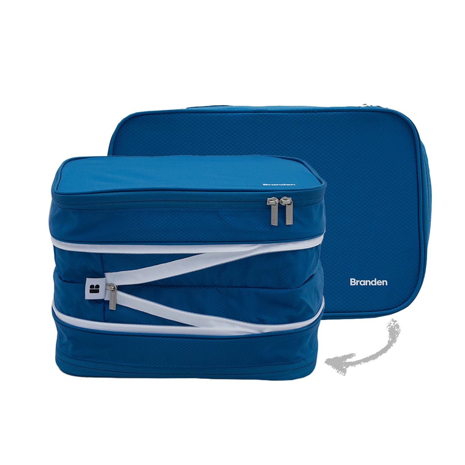Branden Large Blue Compression Packing Cube | Travel Luggage Organizer with Self-Compression | Perfect for Overnight Trips, Road Trips, Beach Vacations & Cruises | Space-Saving Travel Essential for Suitcases & Backpacks