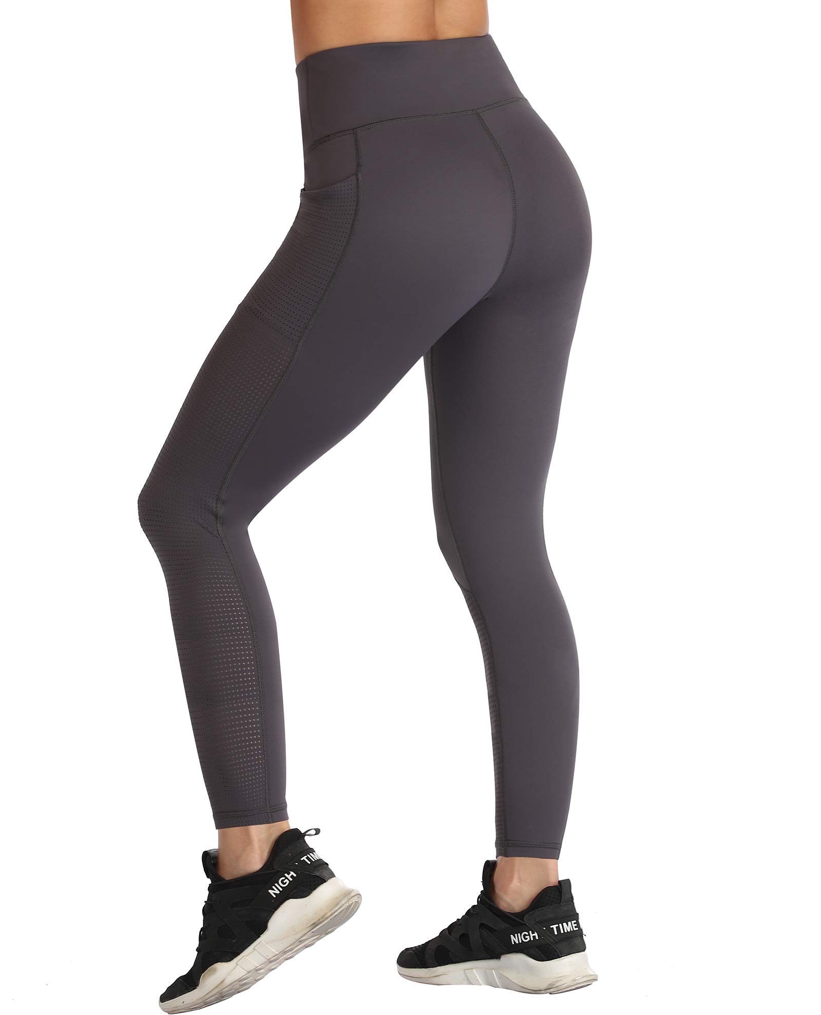 RAYPOSE Women's High Waist Workout Leggings with Pockets - Plus Size Gym Yoga Capri Pants with Mesh Cut Out Design for Running, Training & Lounge Wear