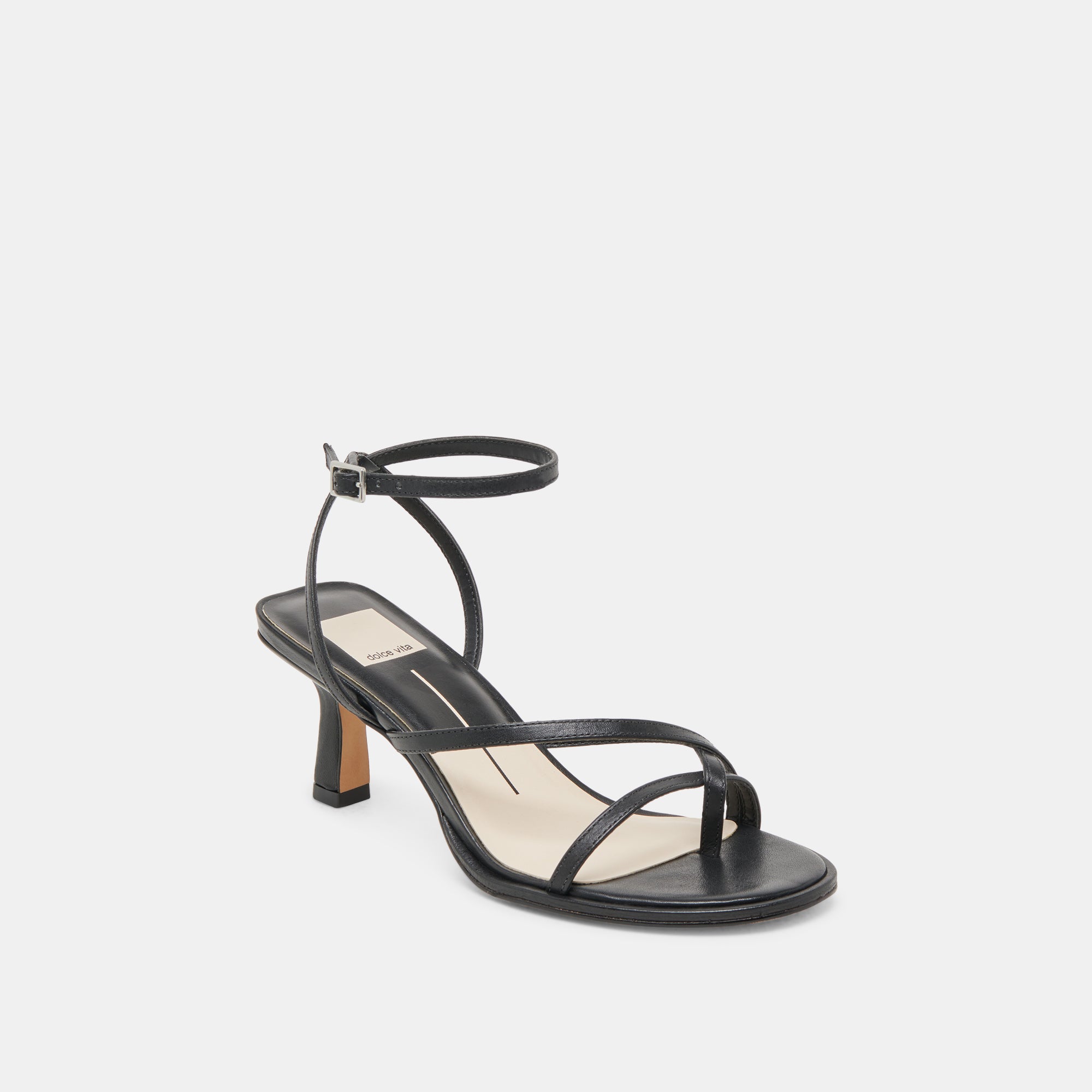 MORAH Women's Wide Heel Black Leather Sandals - Comfortable & Stylish for Work, Parties & Casual Outings