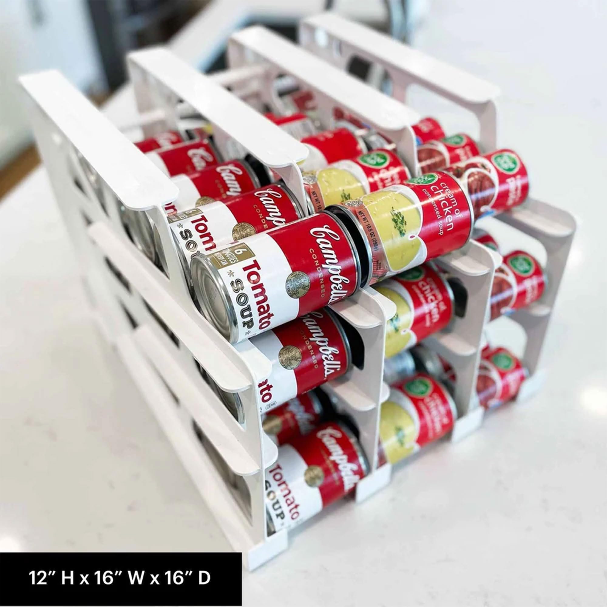 FIFO Can Tracker for Pantry - Stackable & Adjustable Organizer Holds 54 Standard 10-15oz Cans | Rotating Canned Food & Soda Storage | Kitchen Cabinet Organization (3-Pack White) - Perfect for Home, Restaurant & Emergency Food Storage