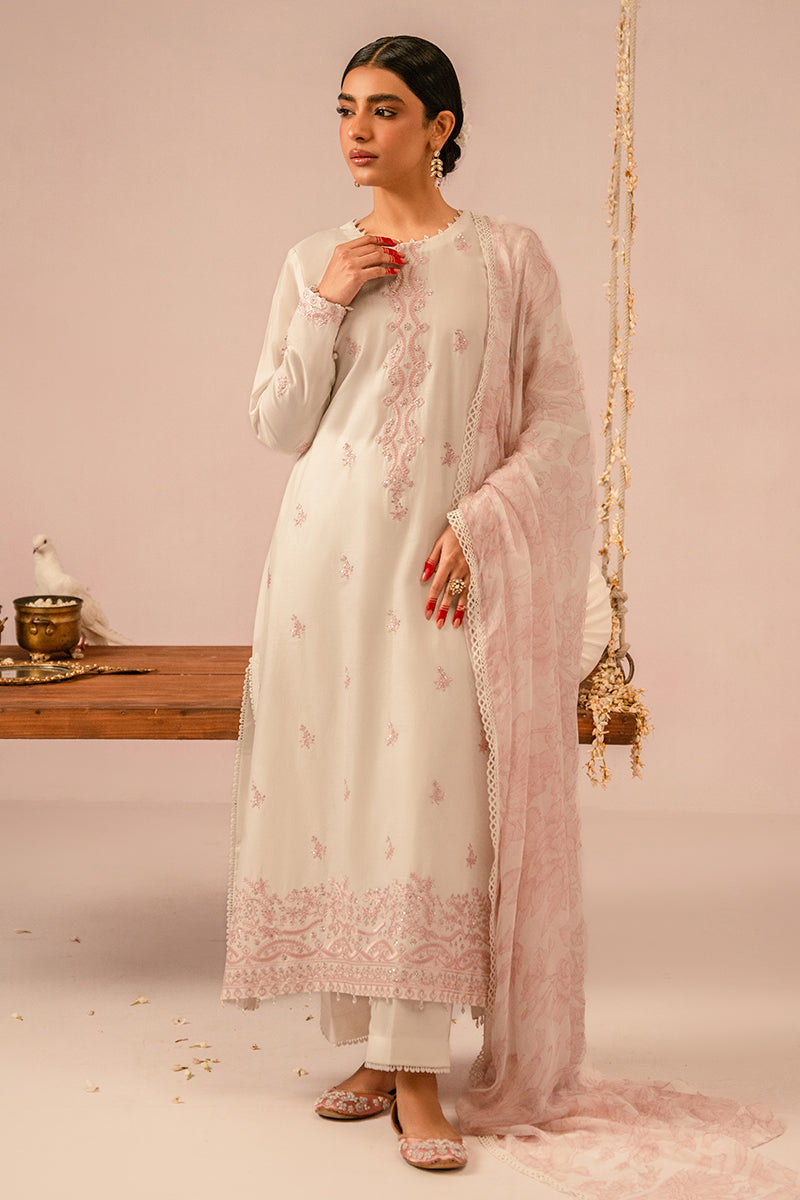 IVORY CREAM 3-Piece Embroidered Lawn Suit for Women | Pakistani Ethnic Wear | Summer Casual Outfit & Party Dress
