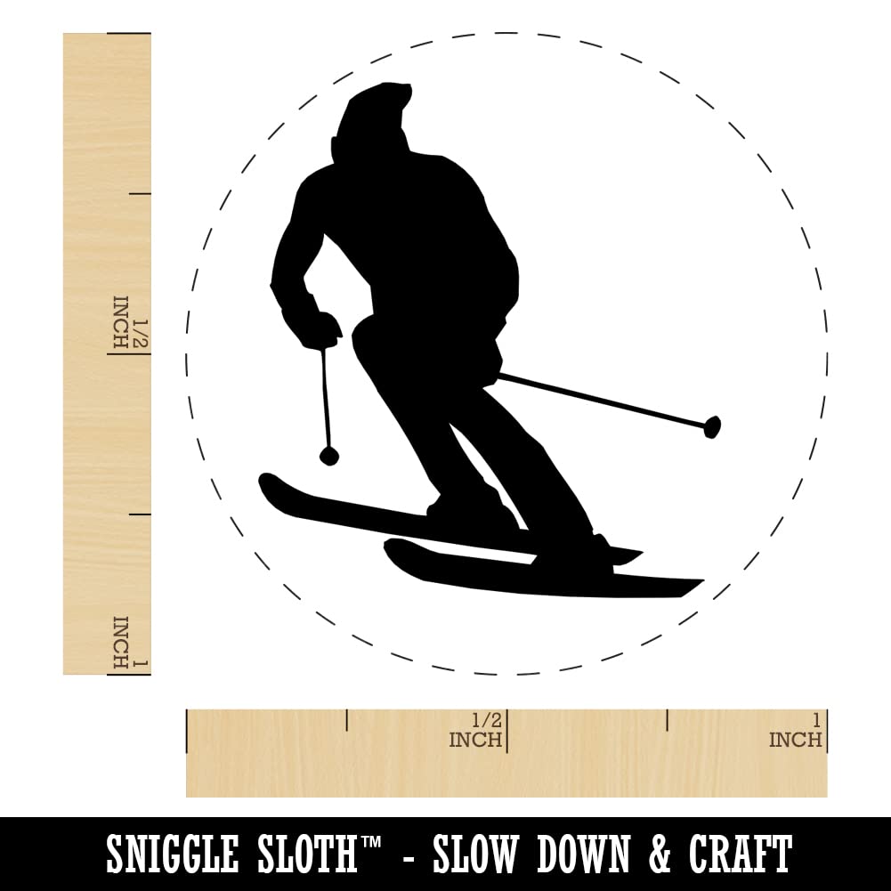Self-Inking Rubber Stamp for Skiing Enthusiasts - 1 Inch Medium Red Ink Stamper for Crafts, Planners & DIY Projects - Perfect for Winter Sports Scrapbooking & Gift Wrapping