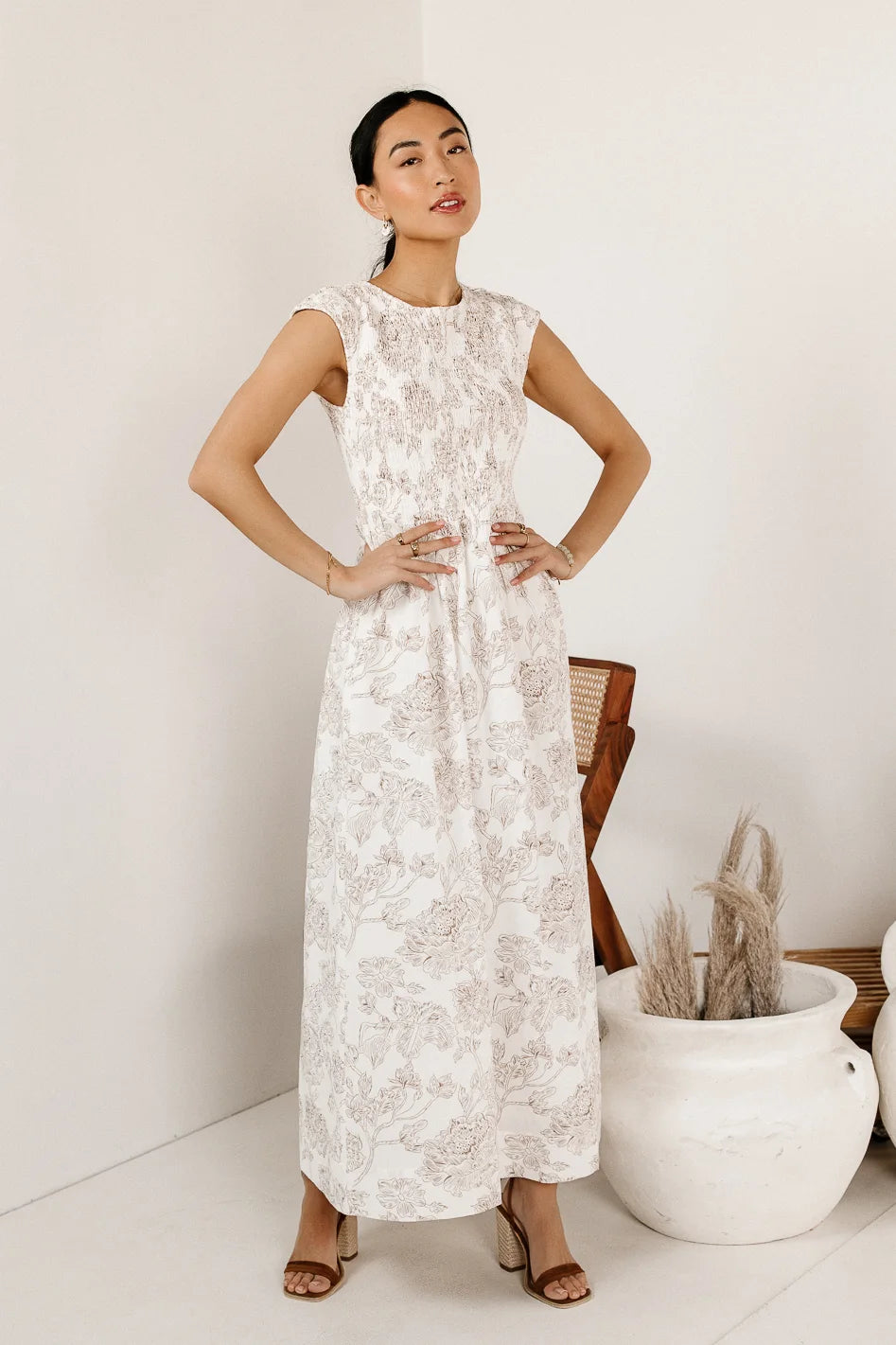 Elias Smocked Maxi Dress for Women - Flowy Summer Boho Dress with Ruffles & Puff Sleeves | Perfect for Beach Vacations, Weddings & Date Nights