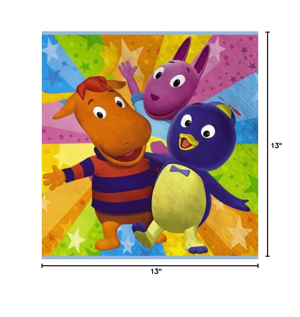 The Backyardigans Lunch Napkins 16ct - Colorful Kids Party Napkins for Birthday, School Lunches & Picnics