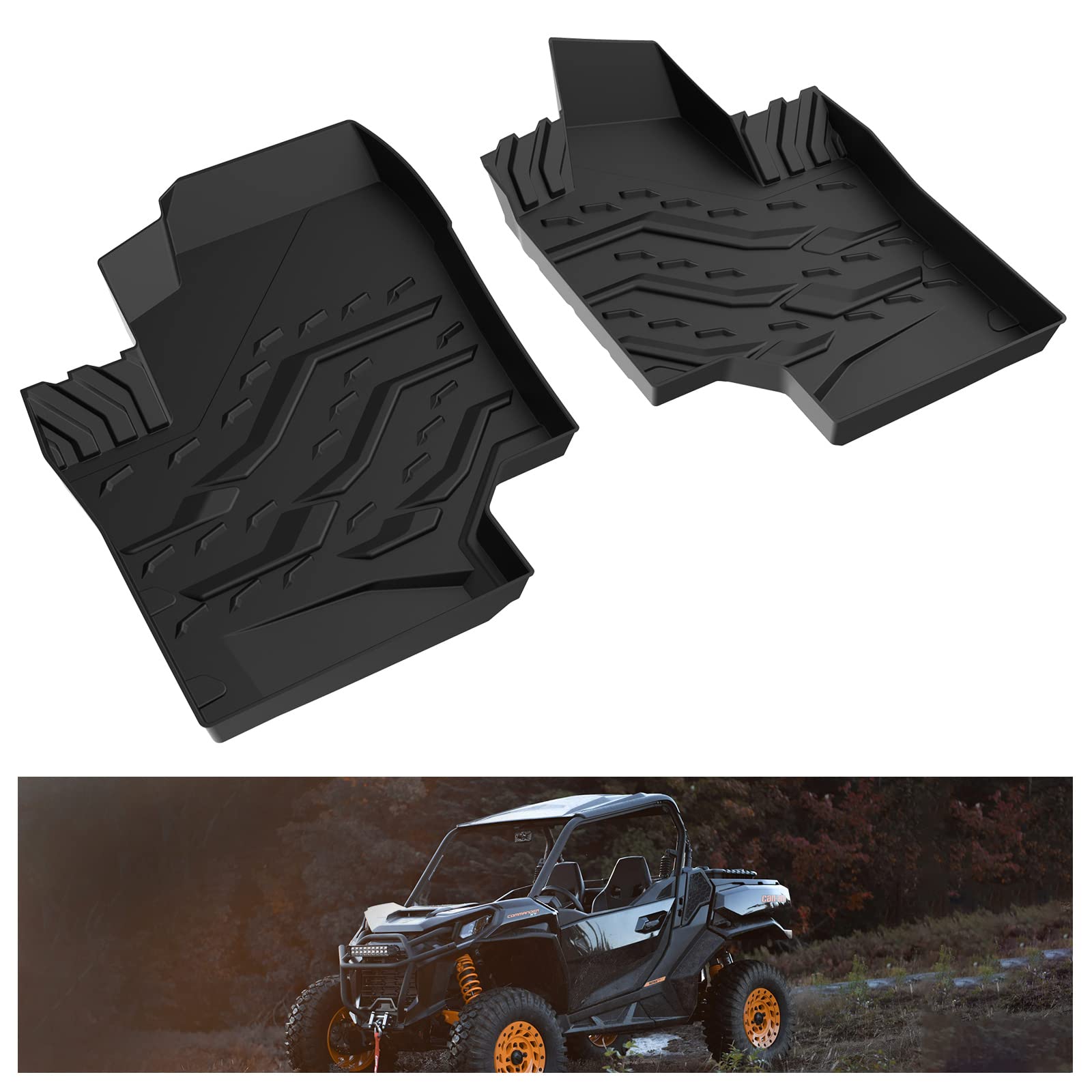 **KIWI MASTER All-Weather TPE Floor Mats for 2021-2025 Can-Am Commander & 2018-2025 Can-Am Maverick Sport/Trail - Durable Slush Liners for Front Row - Perfect for Off-Road, Mud, Snow & Everyday Use**