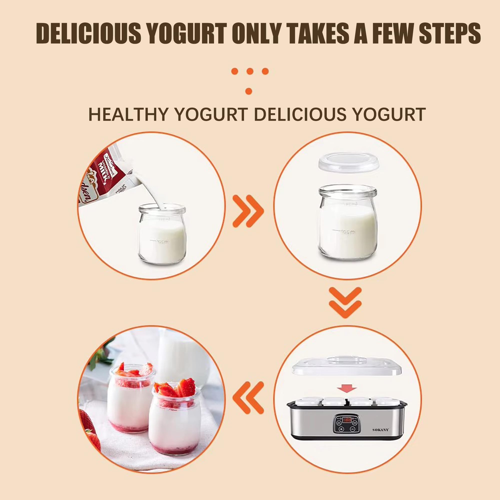 Probiotic Yogurt Maker with Adjustable Temperature Control - 1400ML Electric Yogurt Machine with 8 Lids for Homemade Yogurt, Kefir & Dairy-Free Alternatives | Perfect for Healthy Breakfast, Snacks & Gut Health Recipes