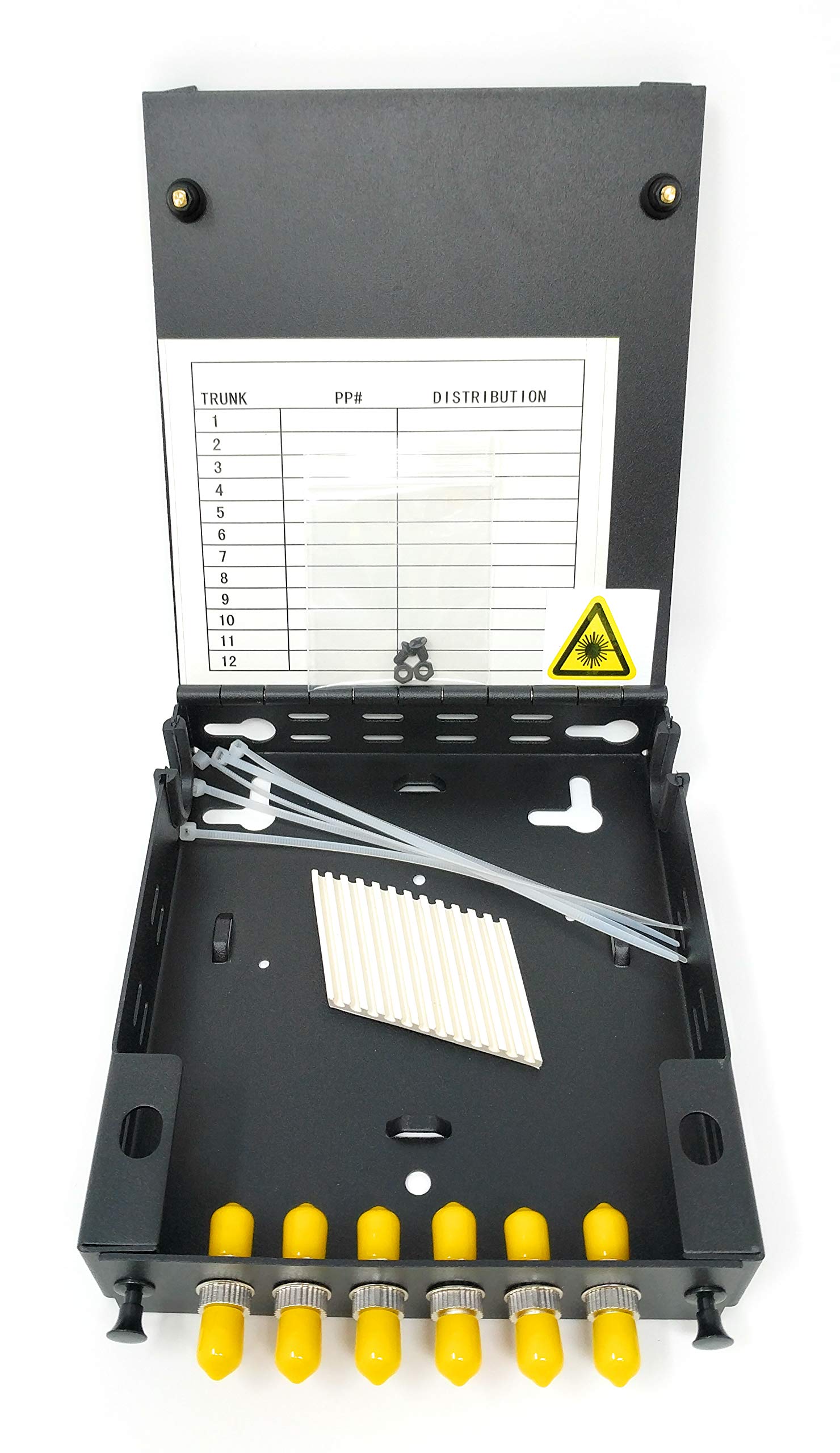 Ultra Spec Cables Wall Mount Fiber Enclosure with Splicing Module - 6 Port ST-UPC Singlemode LGX Panel for High-Speed Network Installations in Data Centers & Telecom Rooms