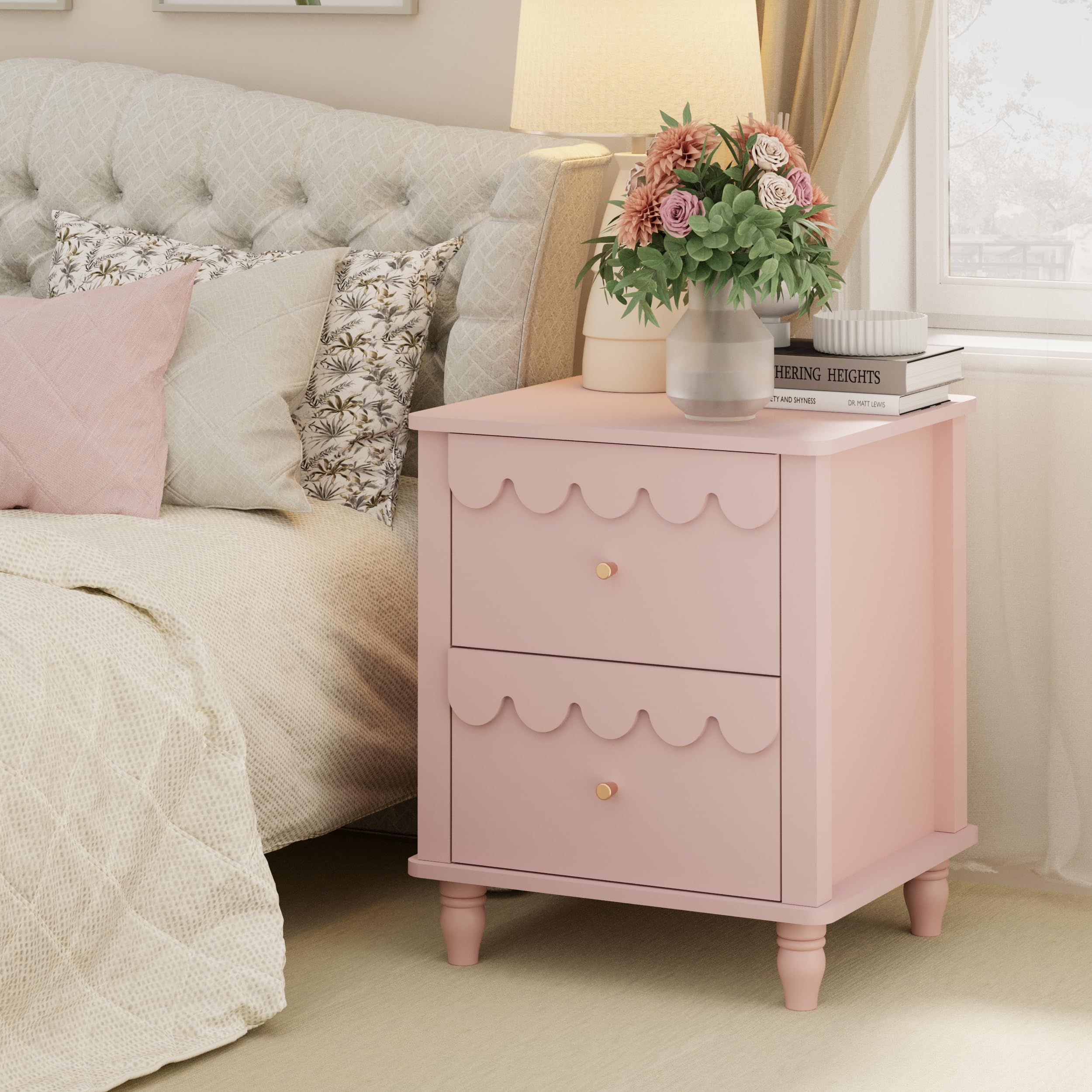 Anbuy 6-Drawer Dresser & 2-Nightstand Set - 3-Piece Bedroom Furniture Combo in Pink | Space-Saving Storage Solution for Small Bedrooms, Guest Rooms & Dorm Rooms