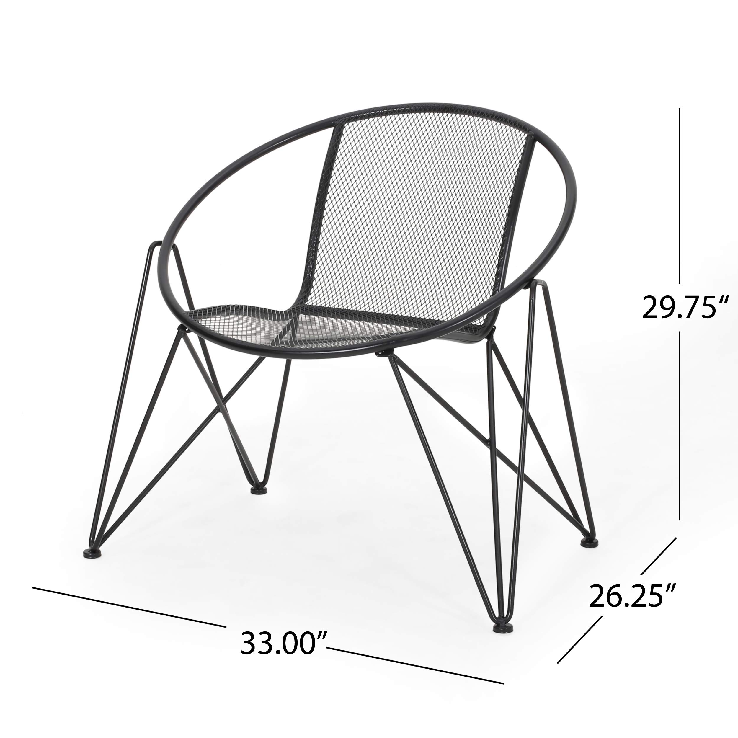 Modern Outdoor Iron Chat Set with Side Table - Matte Black Patio Furniture for Garden, Deck, or Poolside - Durable & Weather-Resistant Conversation Set