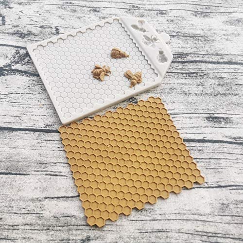 Honeycomb Bee Silicone Fondant Mold - Beehive Cake Decorating Tool for Chocolate, Candy, Polymer Clay & DIY Sugar Crafts - Perfect for Baking, Ice Cubes & Party Treats