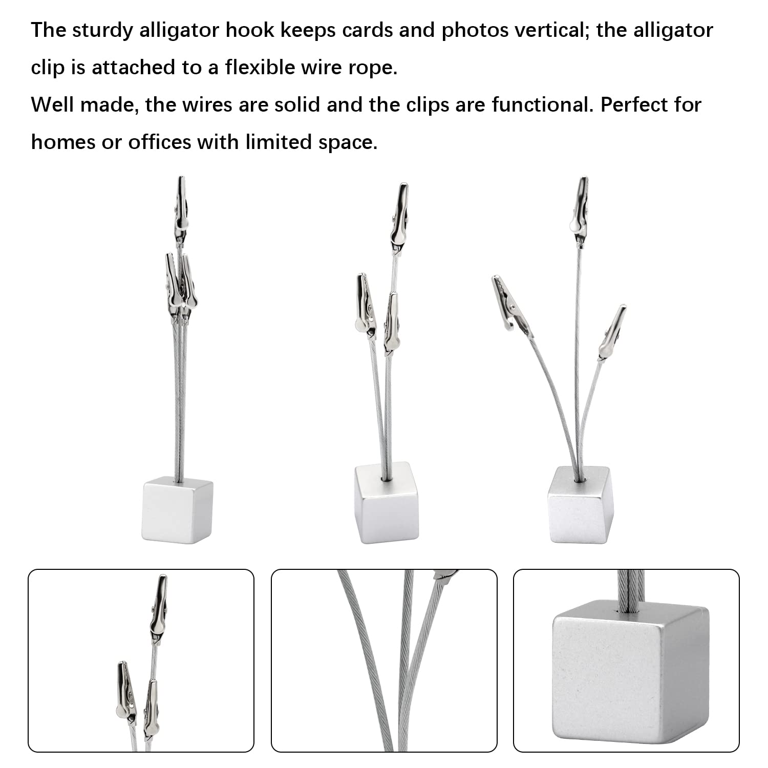 3-Pack Silver Picture Stand with 3 Clips - Versatile Card Holder, Memo Display & Photo Stand for Weddings, Restaurants, Birthdays - Perfect for Table Numbers, Food Signs & Notes Display
