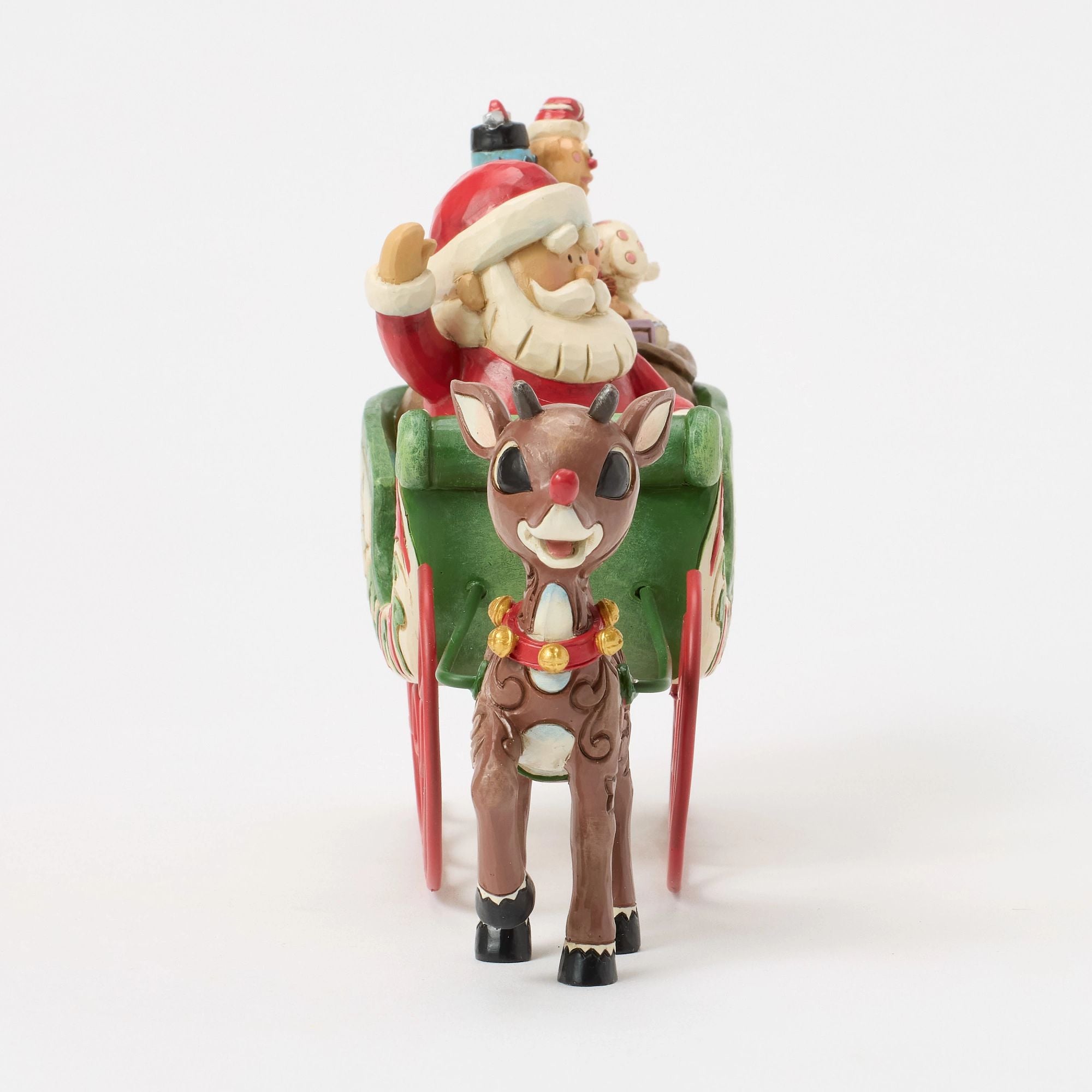 Rudolph Pulling Santa in Sled - Christmas Decorations for Home, Holiday Party & Outdoor Yard Decor - Perfect for Xmas Tree Ornaments, Fireplace Mantel & Winter Wonderland Displays