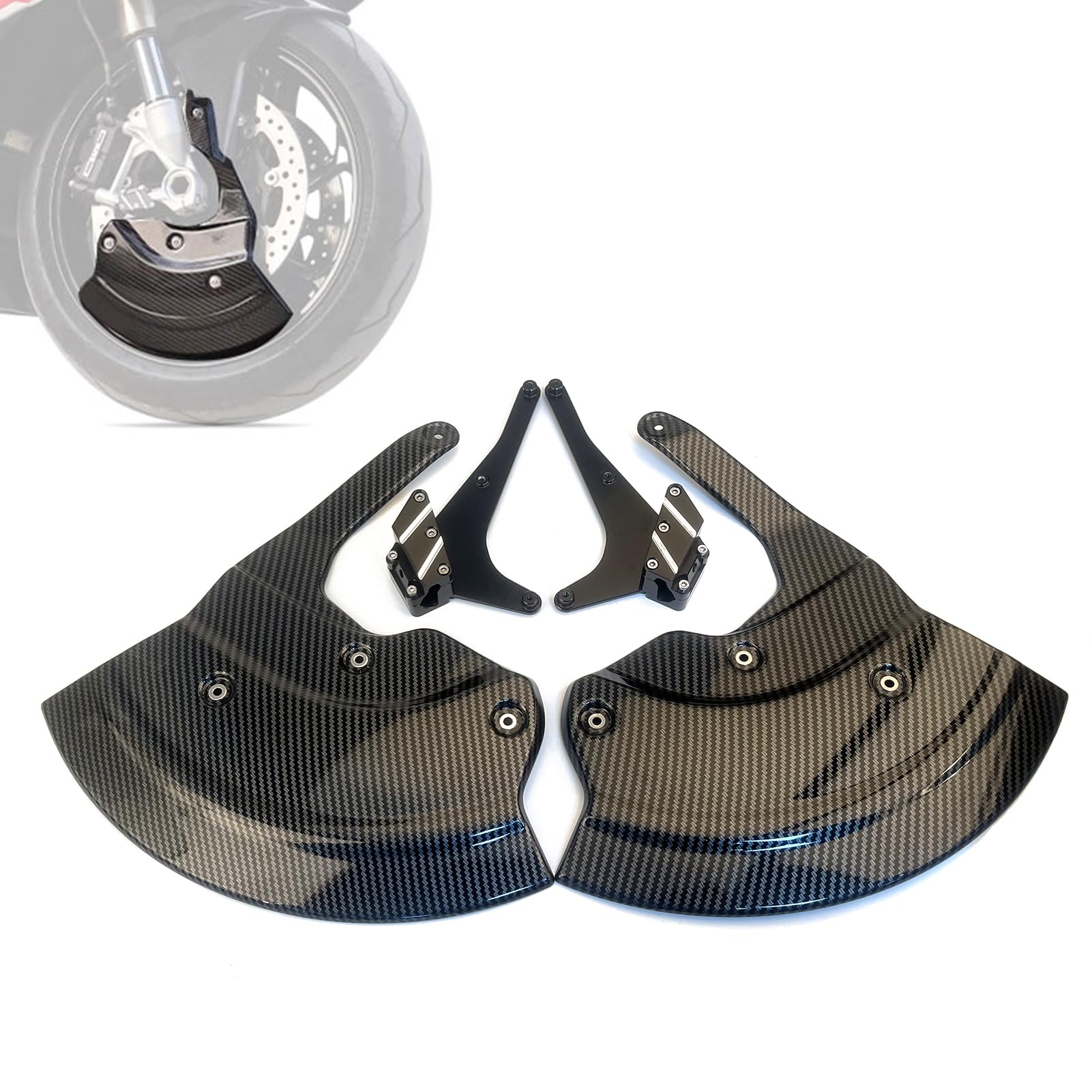 BMW S1000RR S1000R M1000RR M1000R Motorcycle Front Brake Caliper Covers & Radiator Guard - Black (2019-2024) - Enhances Safety & Style for Track & Street Riding