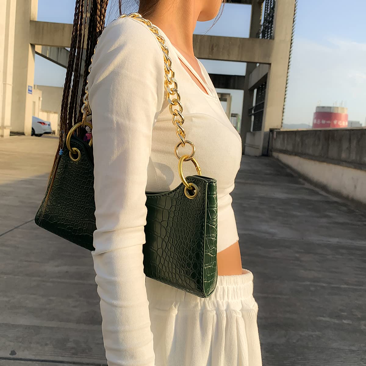 Metal Flat Purse Chain Strap - Replacement Handbag Strap for Messenger Bags, DIY Purse Accessory, Chunky Decorative Strap - Perfect for Fashionable Handbags, Crossbody Bags & Stylish Outfits