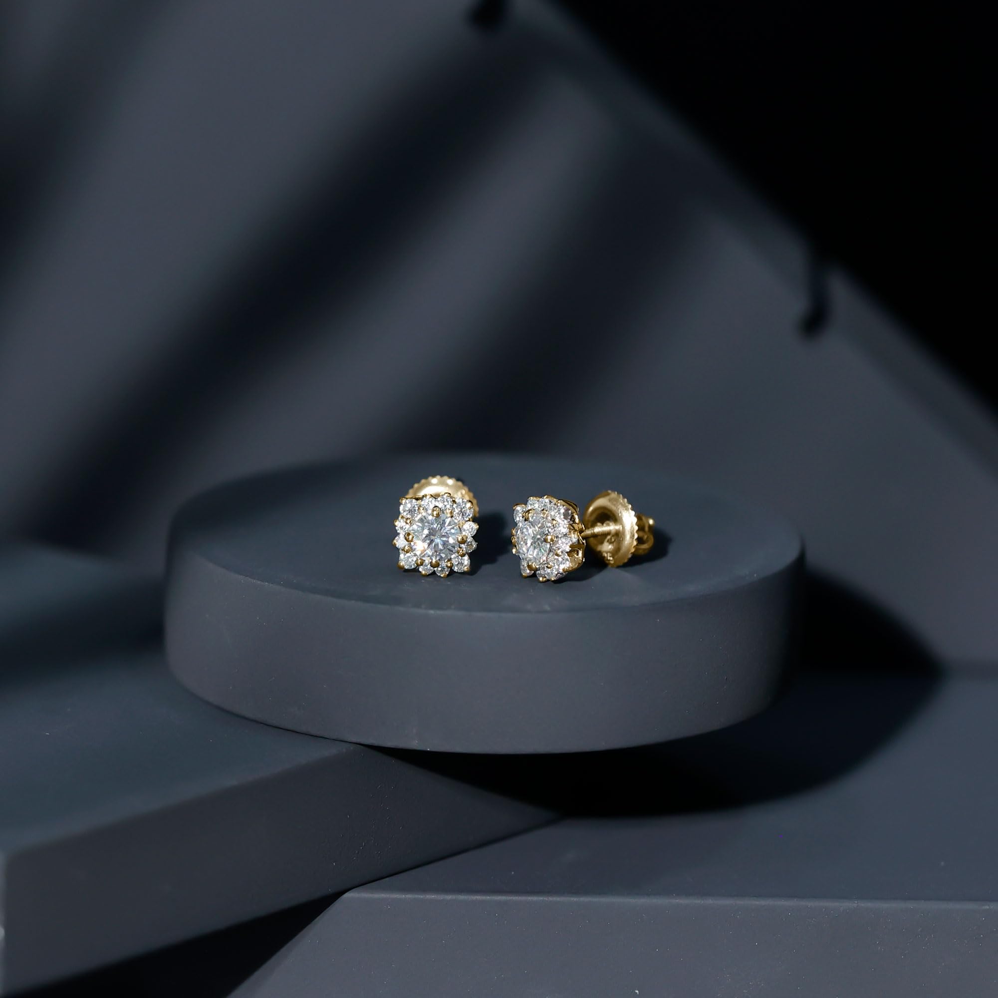 Certified Moissanite Diamond Halo Earrings - D-Vs1 Quality Stud Earrings with Jewelry Box - Perfect for Weddings, Anniversaries & Special Occasions