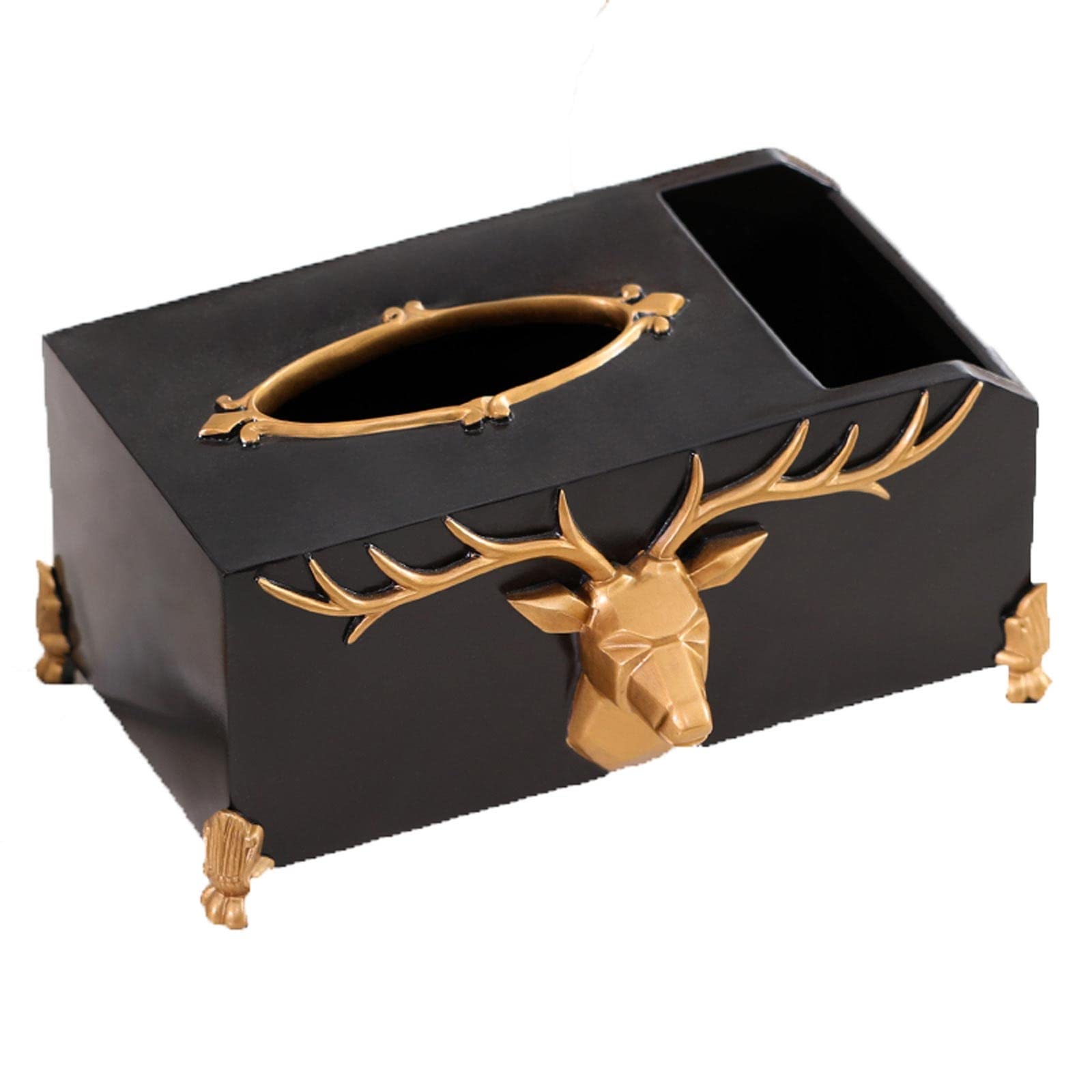 Wooden Rectangular Tissue Box Holder - Black Facial Tissue Dispenser for Kitchen, Living Room, Restaurant & Hotel | Decorative Paper Holder for Home & Office Use