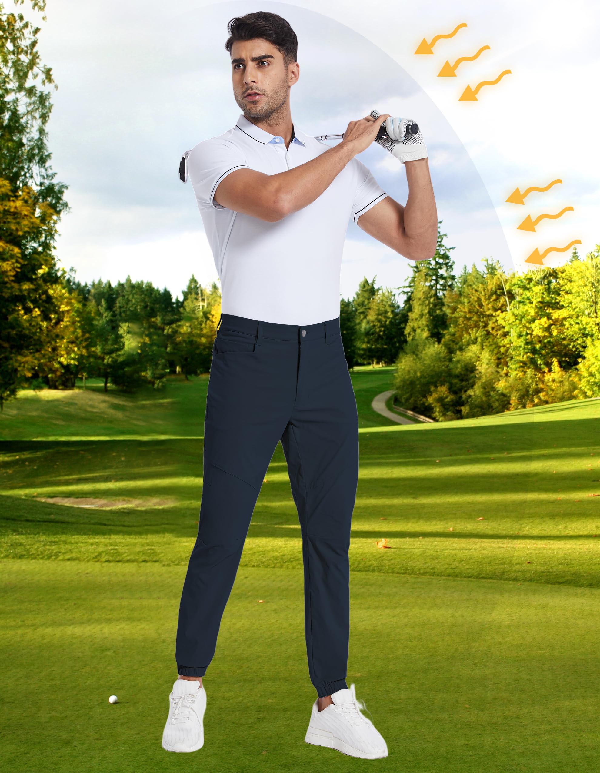 **PULI Men's Stretch Golf Joggers Pants - Waterproof Slim Fit with 4 Pockets - Hiking, Casual, Travel & Work Pants for Men - Perfect for Golfing, Outdoor Adventures & Everyday Wear**