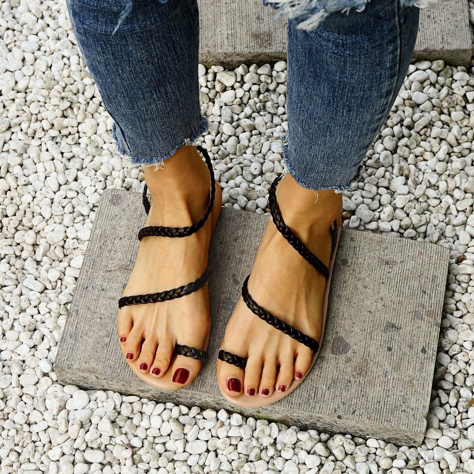 Women's Flat Sandals - Comfortable Lace-Up Roman Summer Sandals with Clip Toe | Boho Chic Dressy Sandals for Weddings, Beach Vacations & Casual Outings