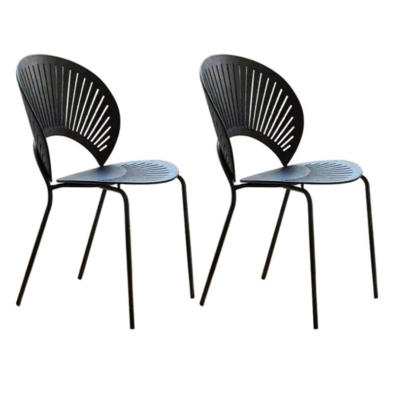 Contemporary Metal Dining Room Chairs Set - Oval Open Back Design with Wood Seat - Modern Restaurant & Home Furniture (Black, 1 Piece) - Perfect for Kitchen, Dining Room, Cafe & Restaurant Settings
