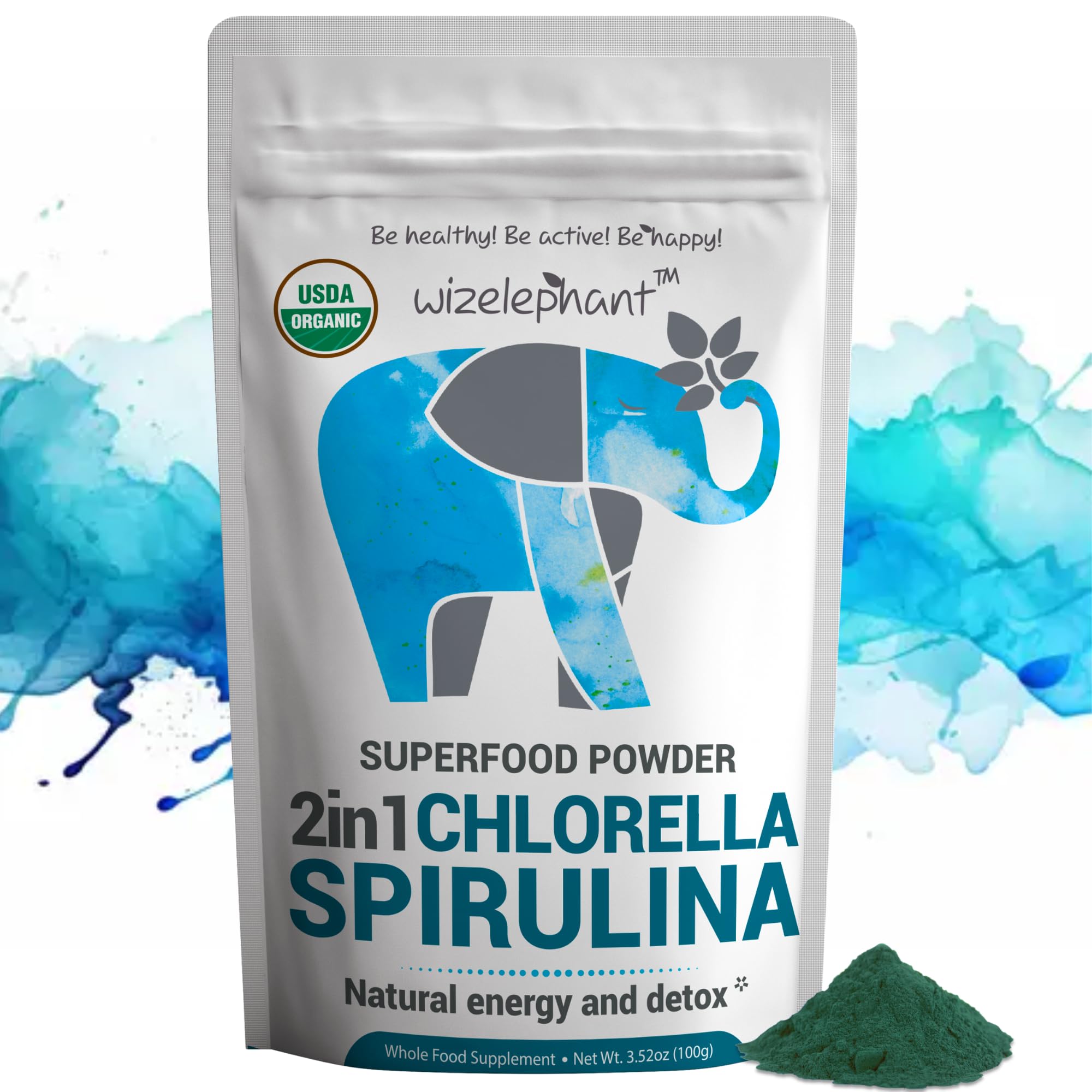 Organic Chlorella Spirulina Powder - Super Greens Supplement for Smoothies | Rich in Chlorophyll, Vegan Protein & Antioxidants | Immune Support & Energy Boost | 50 Servings | Perfect for Detox, Weight Management & Post-Workout Recovery