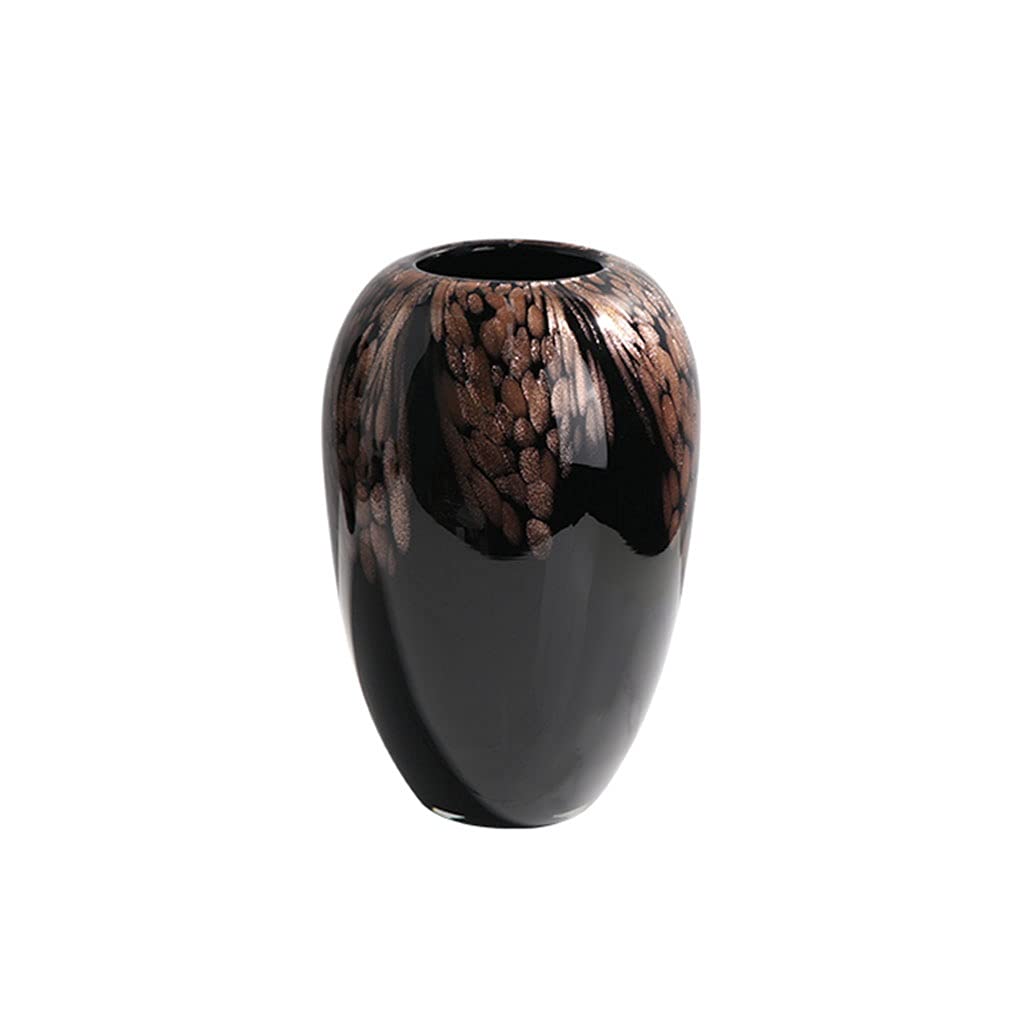 Black Gold Glass Flower Vase - Modern Large Decorative Vase for Home, Restaurant, Coffee Table & Office Desk Decor | Perfect for Centerpieces, Wedding Decor & Interior Design (Size A)