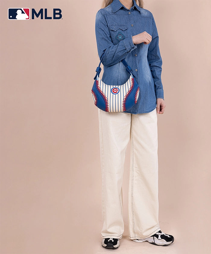 MLB Chicago Cubs Team Hobo Bag - Stylish Crossbody Shoulder Bag for Women & Men - Perfect for Baseball Games, Travel & Everyday Use
