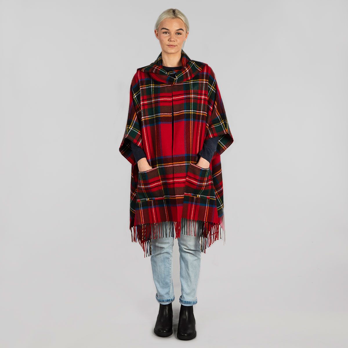 Royal Modern Tartan Lambswool Jacket by Robyn Stewart - Stylish Women's Winter Coat for Office, Travel & Casual Outfits