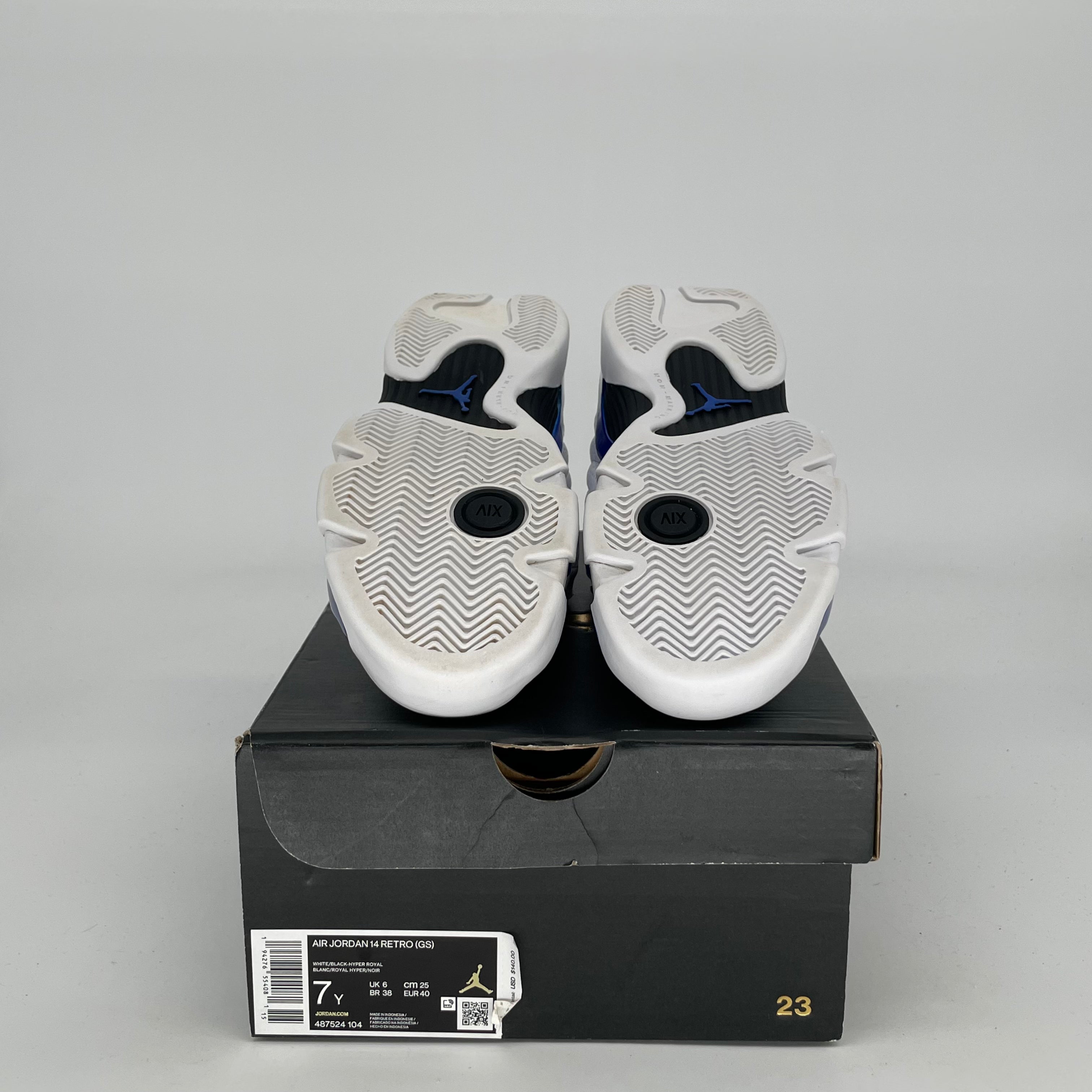 AIR JORDAN 14 Retro Basketball Shoes - White Hyper Royal - Men's Size 7/Women's Size 8.5 (487524-104) - Perfect for Streetwear & Court Performance