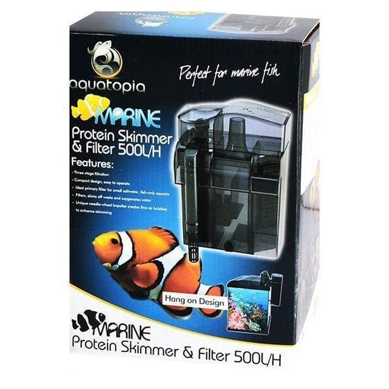 Aquatopia Marine Protein Skimmer & Filter 500 L/h - Saltwater Aquarium Cleaner for Reef Tanks & Fish Tanks - Efficient Water Filtration System for Marine Life