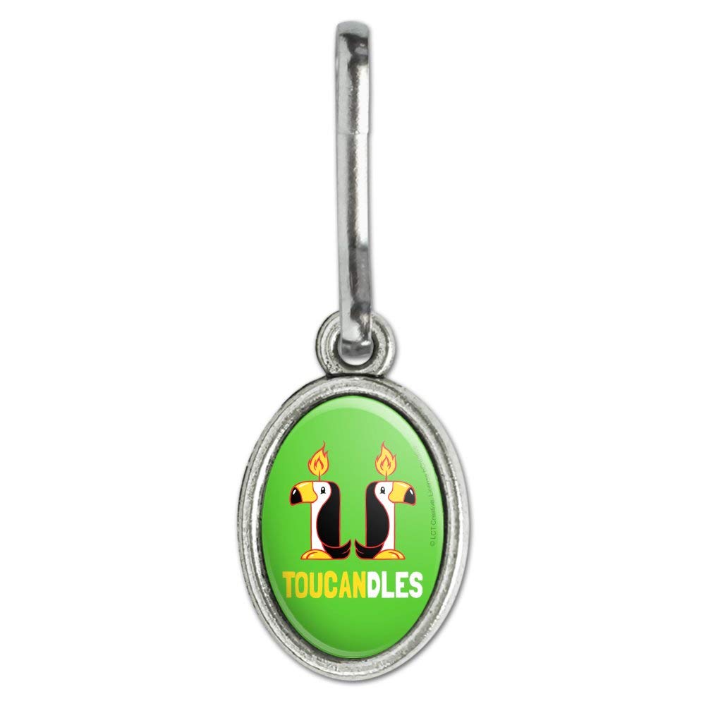 Funny Toucan Two Candles Zipper Pull Charm - Vintage Style Accessory for Backpacks, Purses & Suitcases | Great Gift for Travel & Fashion Lovers