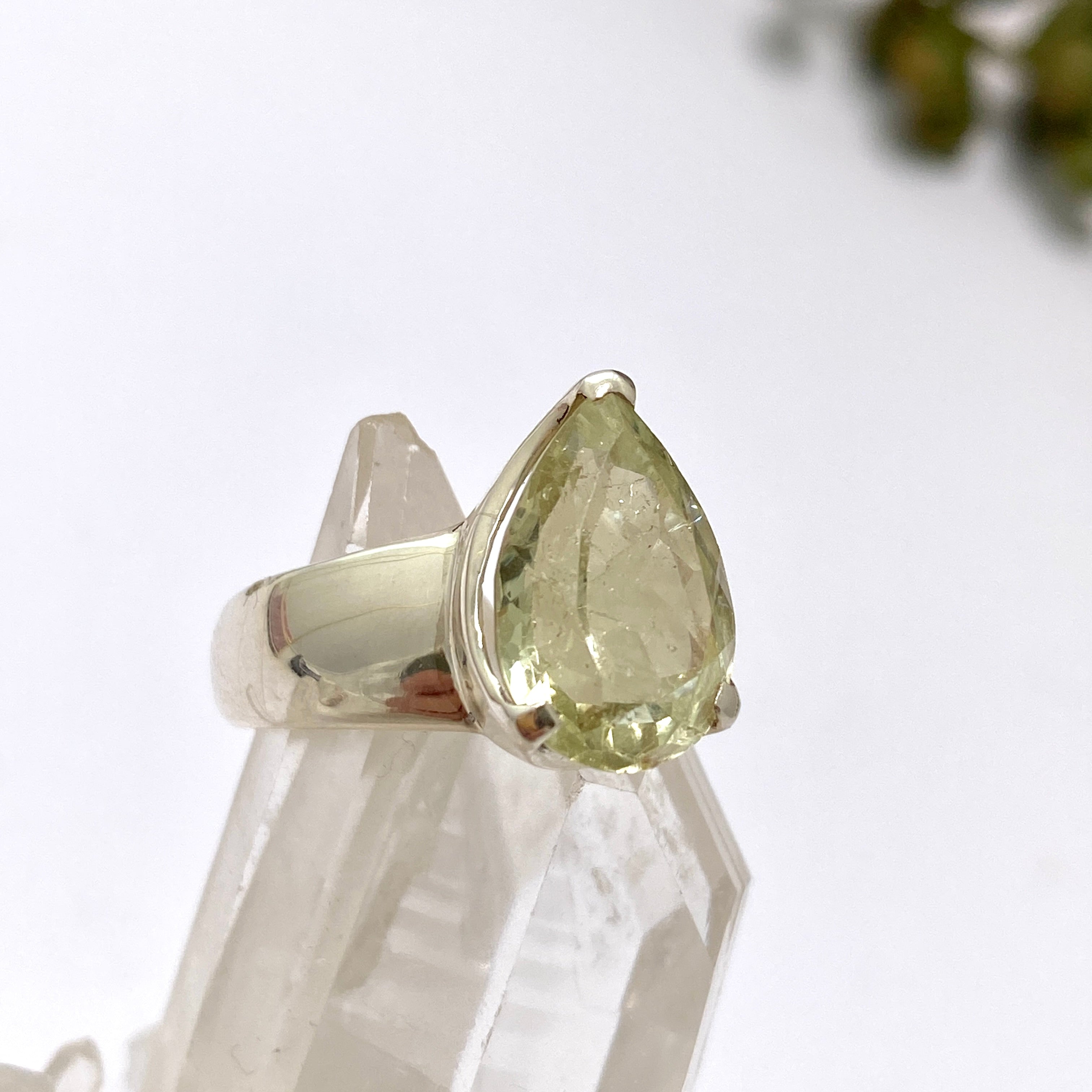 Heliodor Teardrop Faceted Ring - Size 7.5 - PRGJ777 - Elegant Jewelry for Women, Perfect for Weddings, Parties & Special Occasions