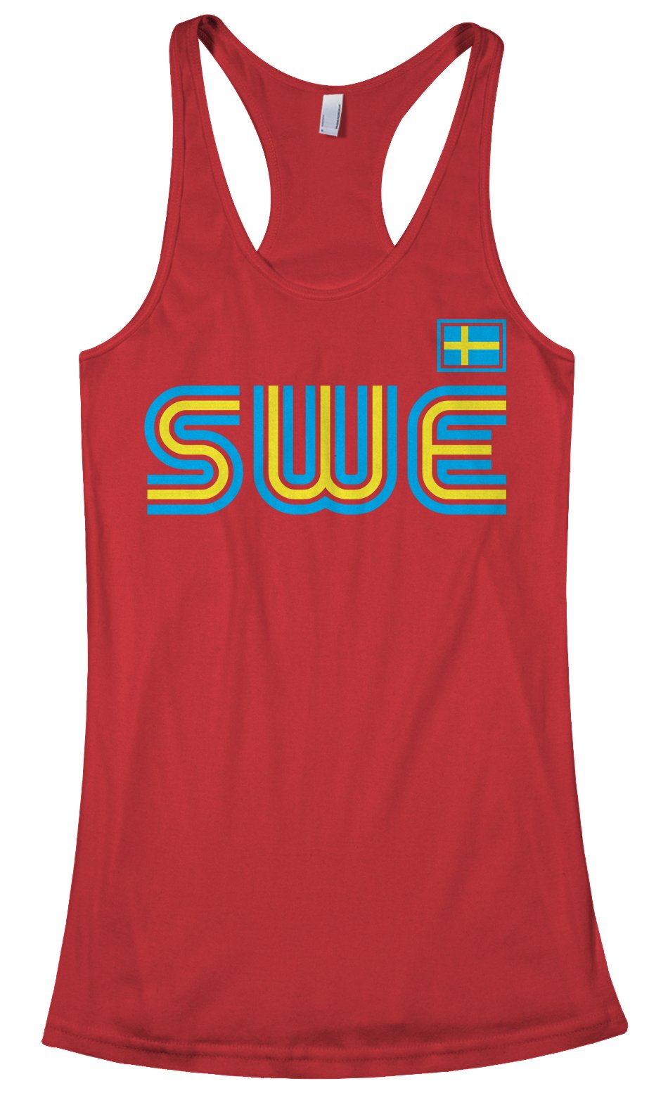Threadrock Women's Sweden Athletic Retro Racerback Tank Top - Breathable Workout Top for Running, Yoga & Gym - Vintage Inspired Fitness Apparel