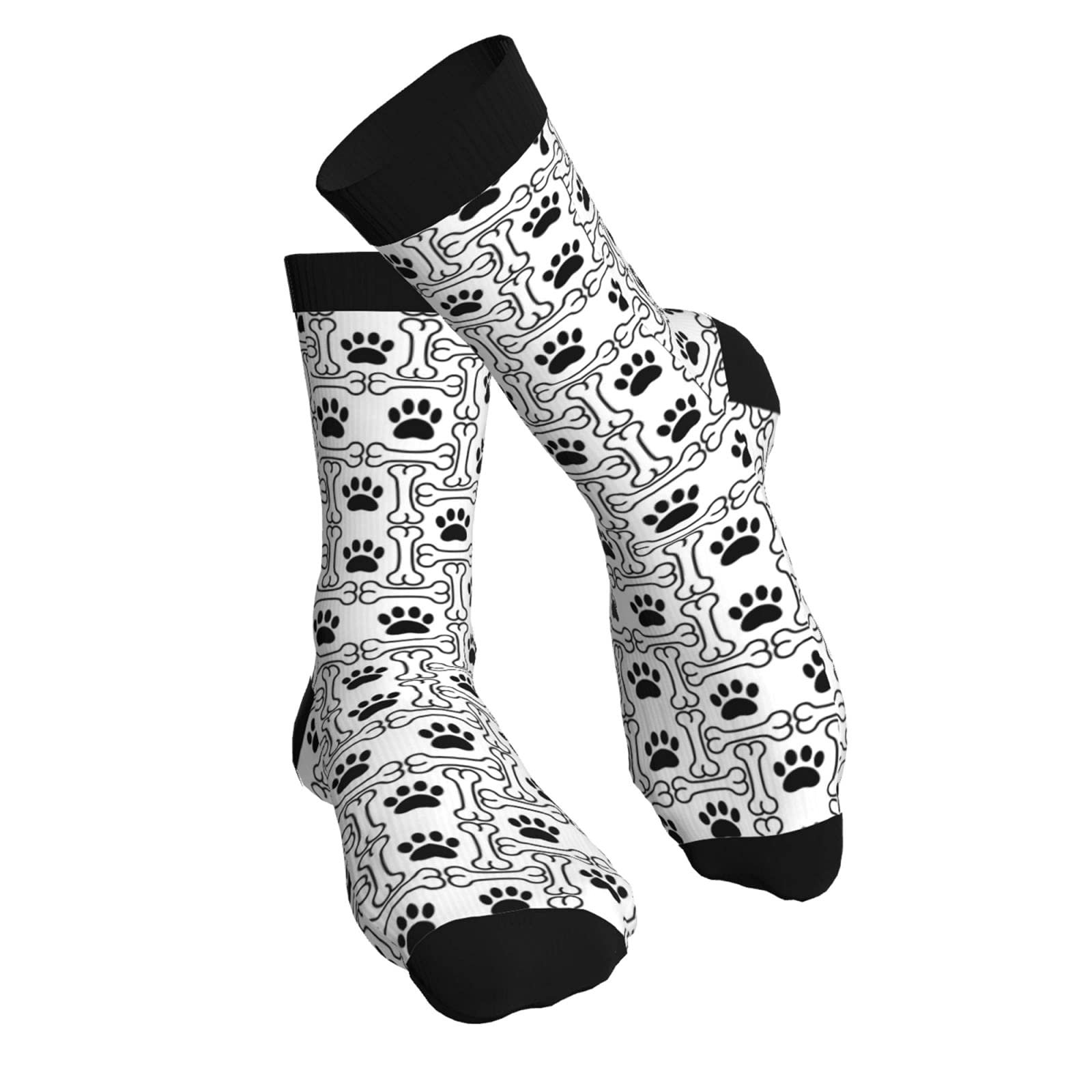 Funny Cat Paw & Dog Bone Compression Socks for Women & Men - Novelty Crew Socks Gift for Nurses, Travel & Sports Enthusiasts