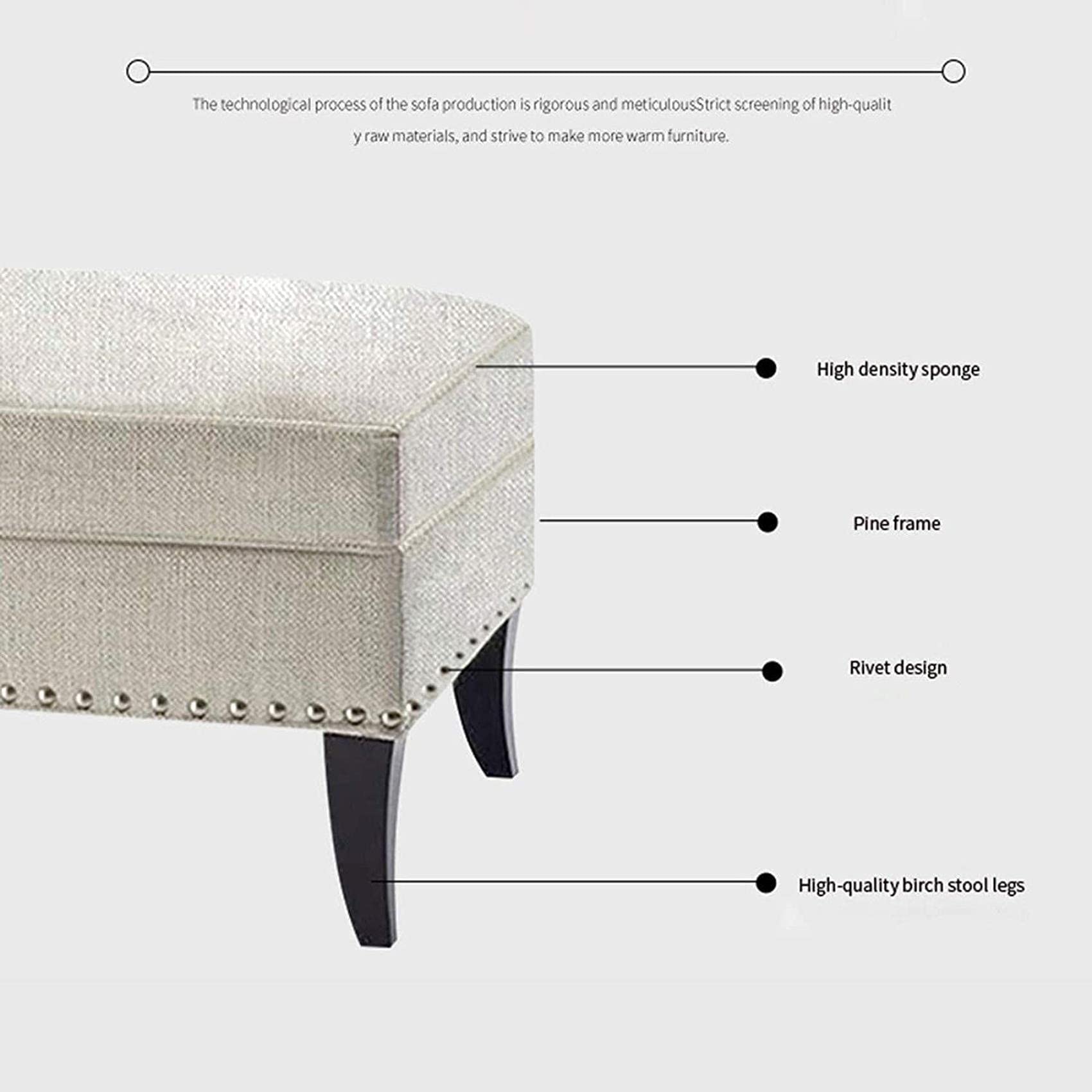 Multi-Purpose Burlap Storage Ottoman Foot Stool - Shoe Bench, Makeup Seat, Bed End Stool with Hidden Storage | Perfect for Living Room, Bedroom & Entryway Organization