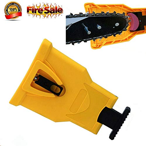 Professional PowerSharp Bar-Mount Chainsaw Chain Sharpener - Fast Grinding System for Woodworking Tools (Yellow) - Perfect for DIY Home Projects, Forestry Work & Outdoor Cutting Tasks