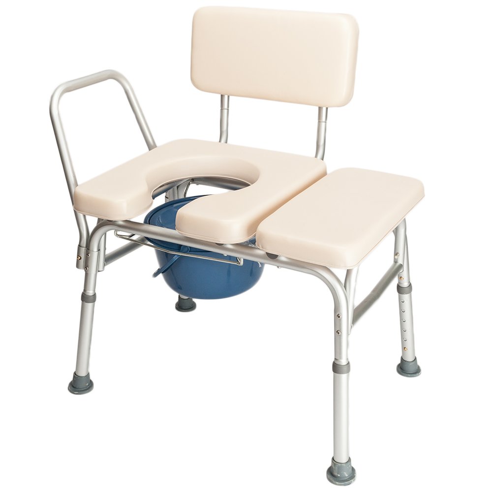 Adjustable Commode Chair with Padded Seat - Shower Safety Chair for Elderly & Disabled - Bathroom Toilet Frame with Height Adjustment - Ideal for Home Care & Post-Surgery Recovery