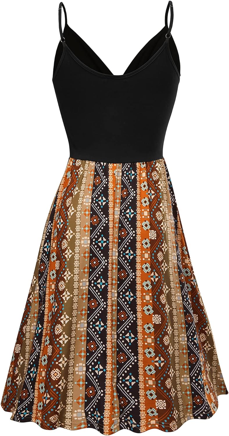 Elegant V-Neck Spaghetti Strap Casual Dress with Pockets - Perfect for Summer Outings, Beach Vacations & Date Nights